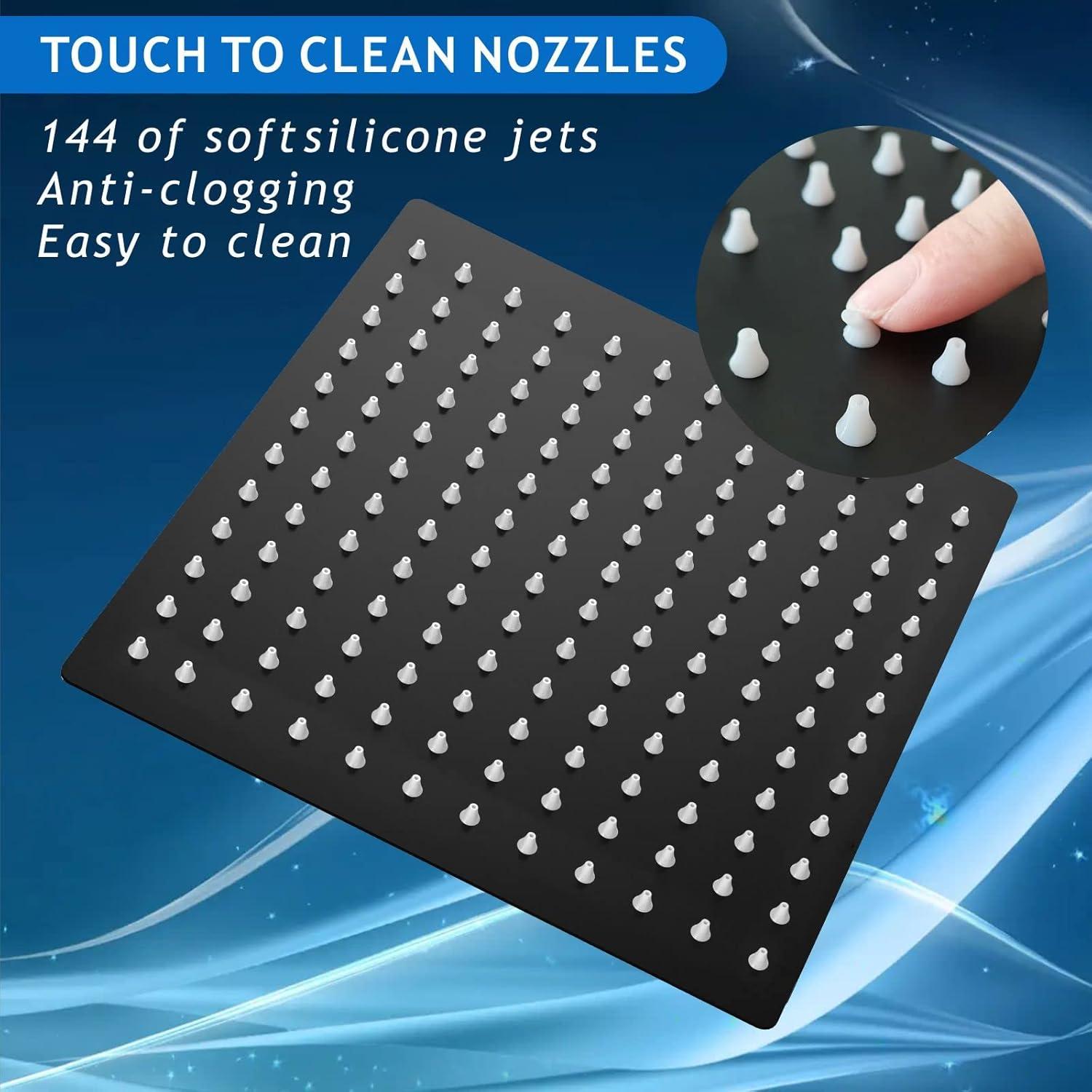 Cabezal de Ducha Voolan 30.48 cm con Brazo de 40.64 cm Negro