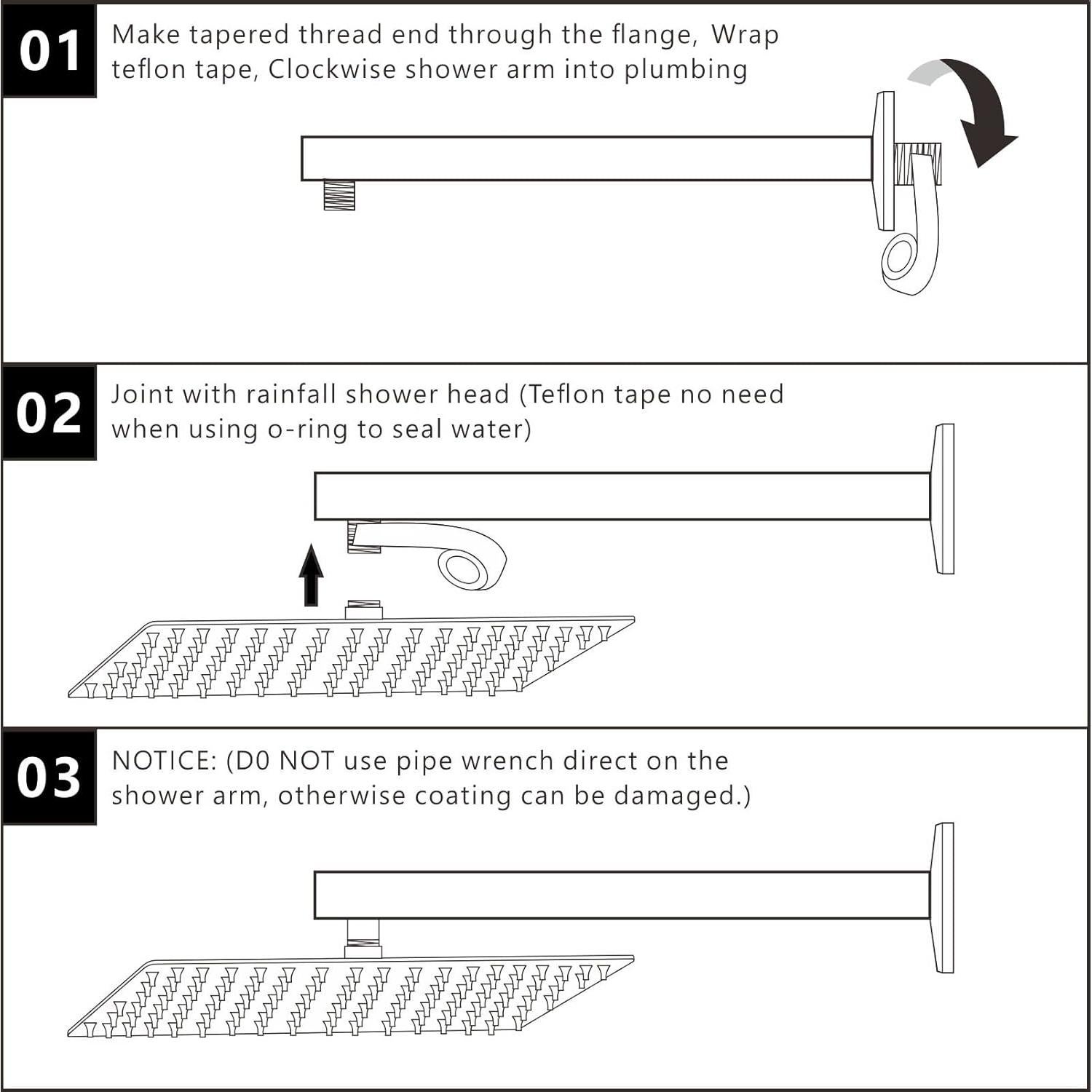 Cabezal de Ducha Voolan 30.48 cm con Brazo de 40.64 cm Negro