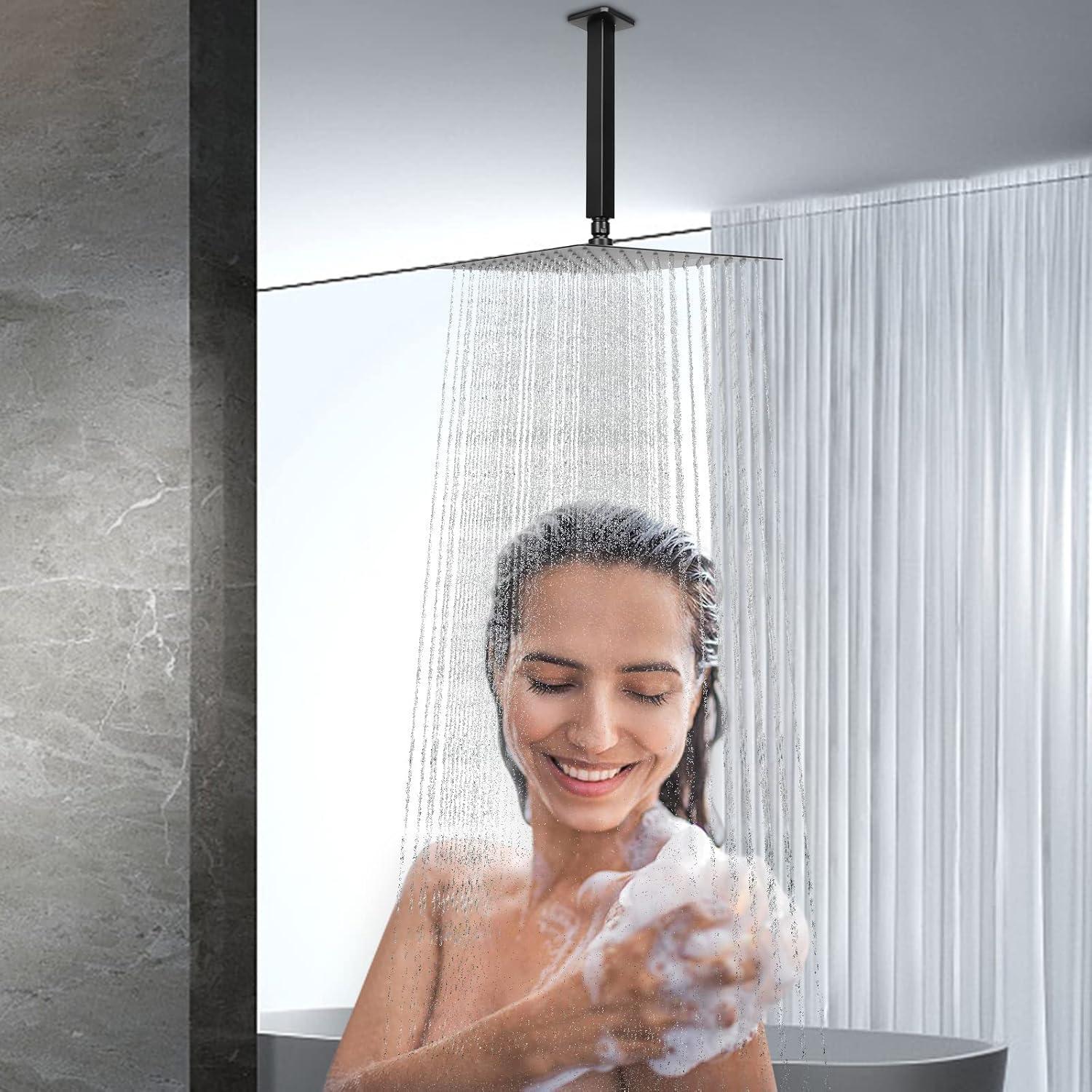 Cabezal de Ducha de Lluvia NearMoon 30.48 cm Acero Inoxidable Negro Mate