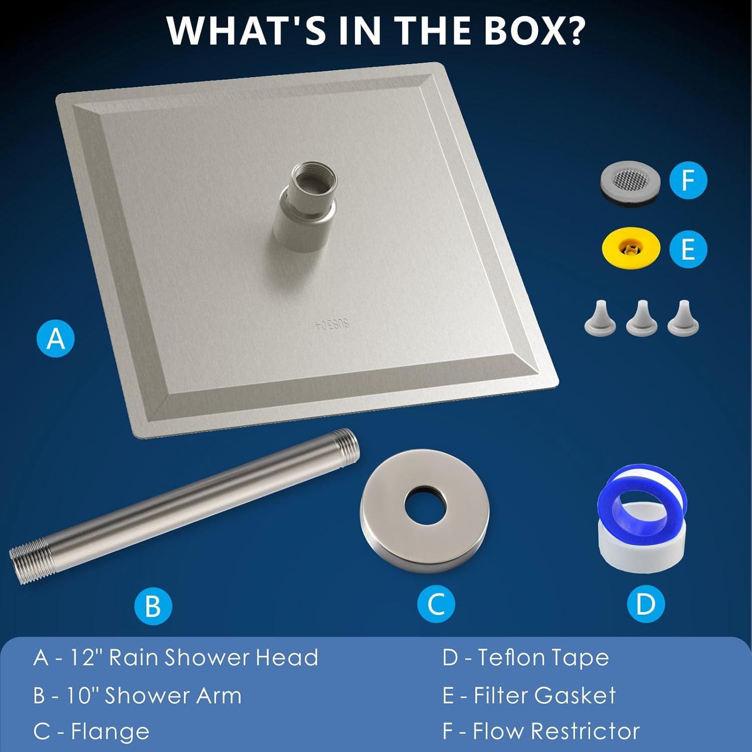 Cabezal de Ducha de Lluvia Voolan 30.48 cm Acero Inoxidable Niquelado