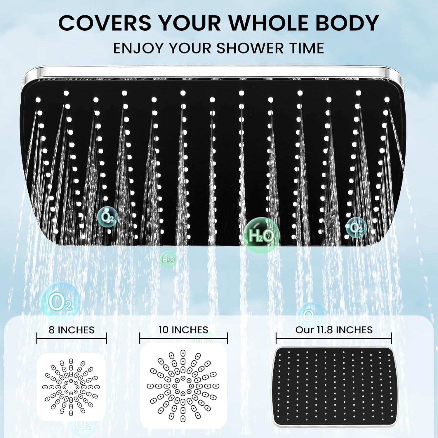 Cabezal de Ducha RNDIOZD Doble con Combo de Mano 30 cm 5 Modos