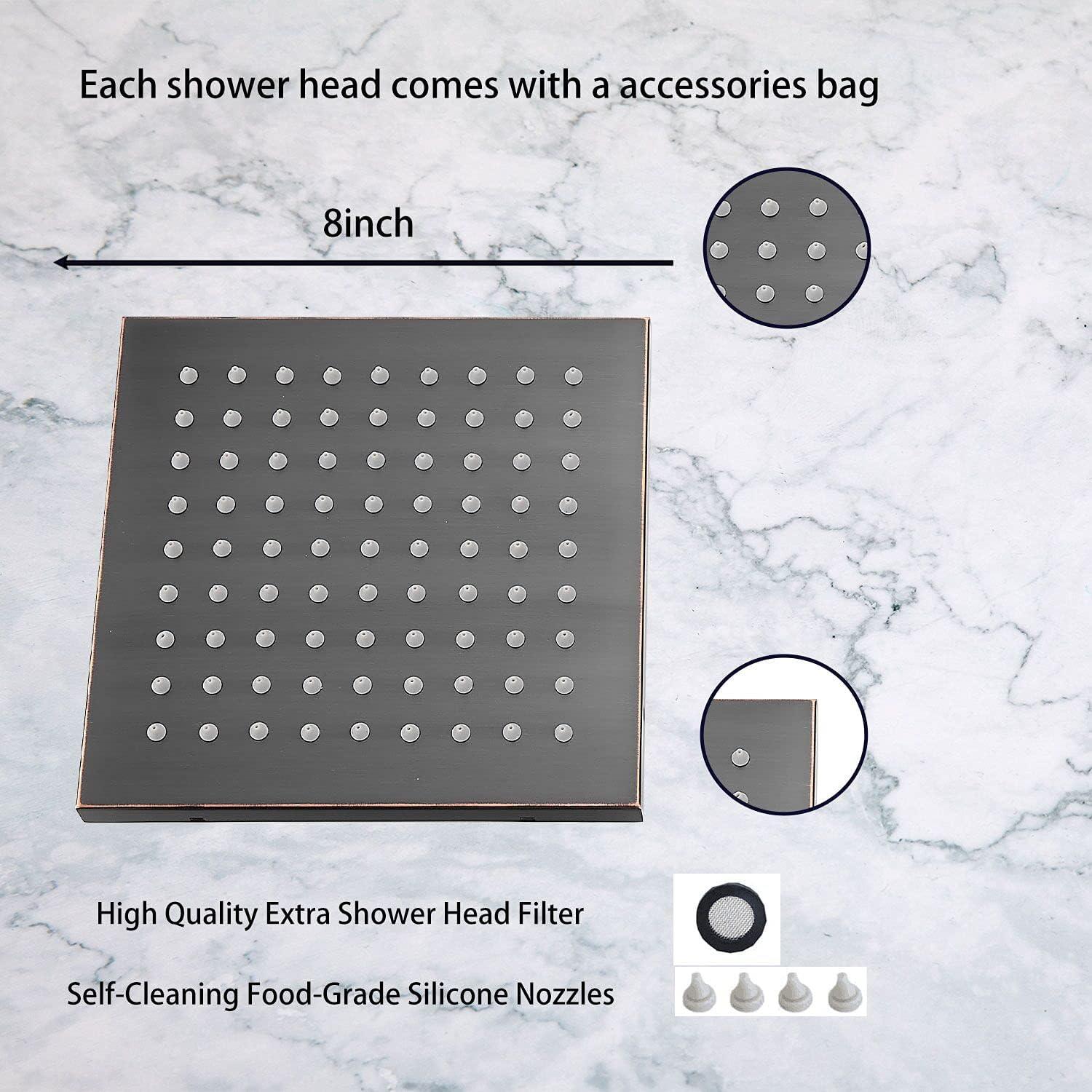 Cabezal de Ducha GGStudy 20 cm Cuadrado Lluvia Acero Inoxidable