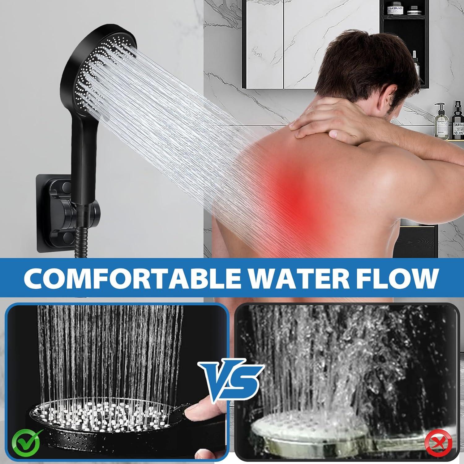 Cabezal de Ducha Ashwanth 12" Alta Presión Negro Acero Inoxidable