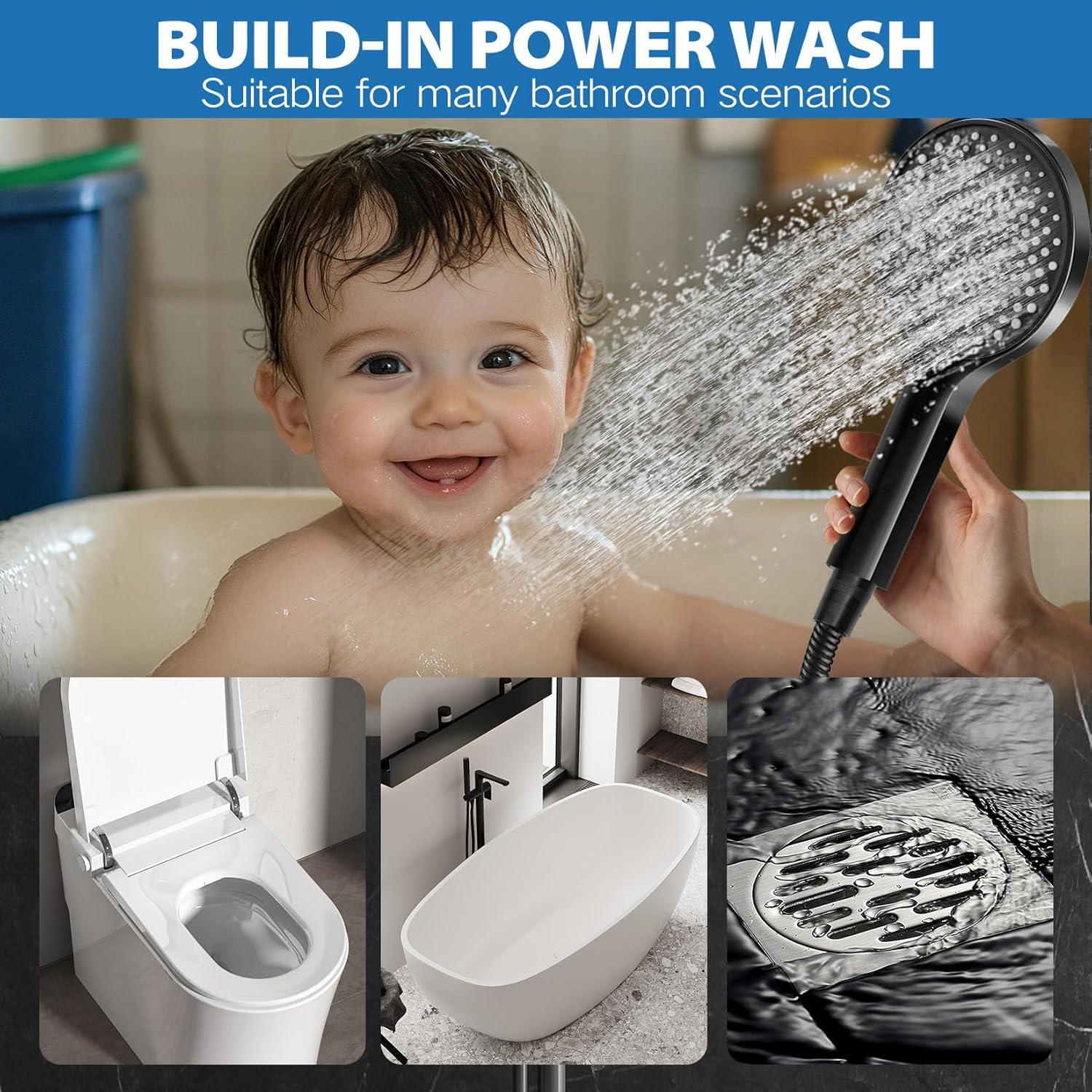 Cabezal de Ducha Ashwanth 12" Alta Presión Negro Acero Inoxidable