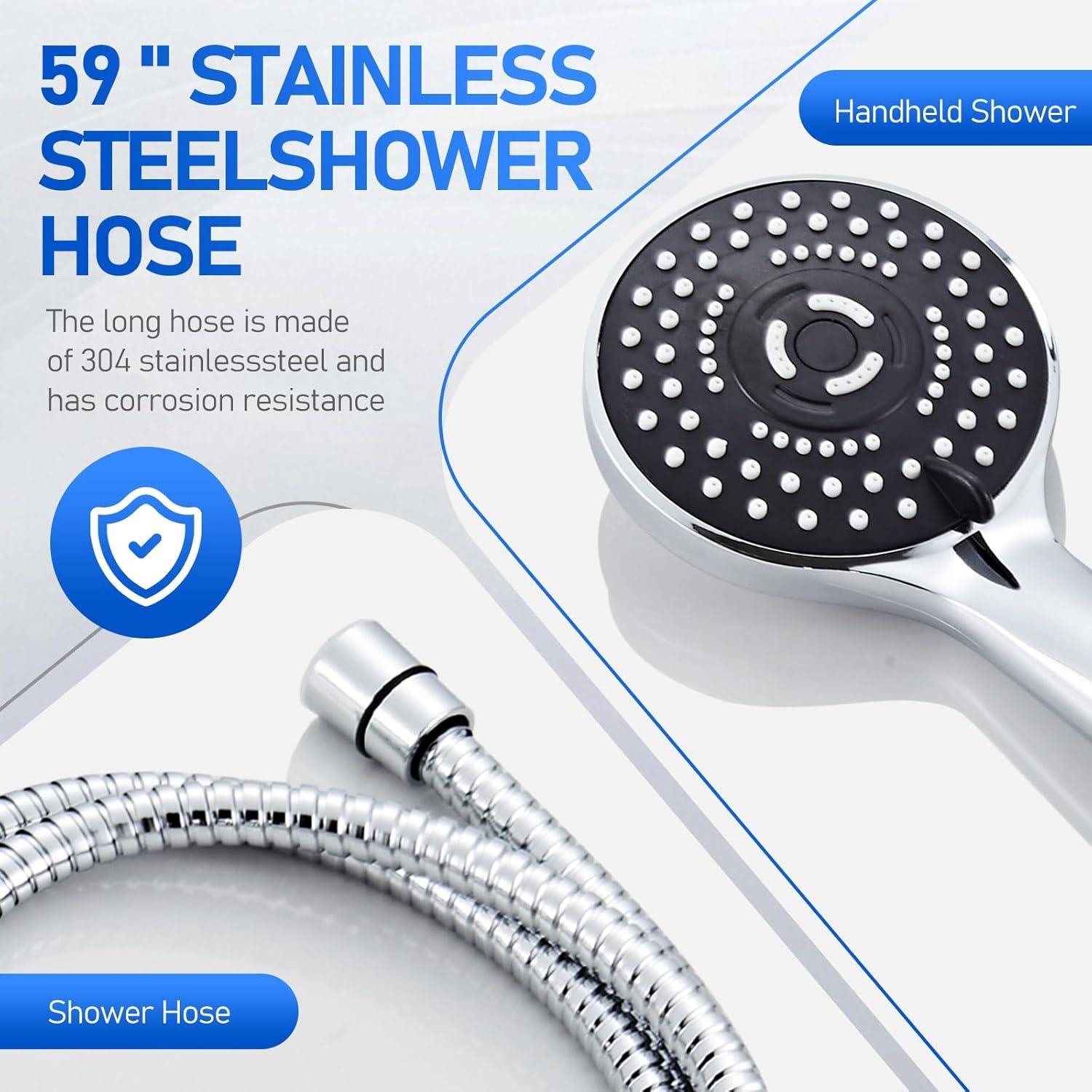 Cabezal de Ducha de Lluvia SeaCity 10" con 5 Modos y Brazo Ajustable