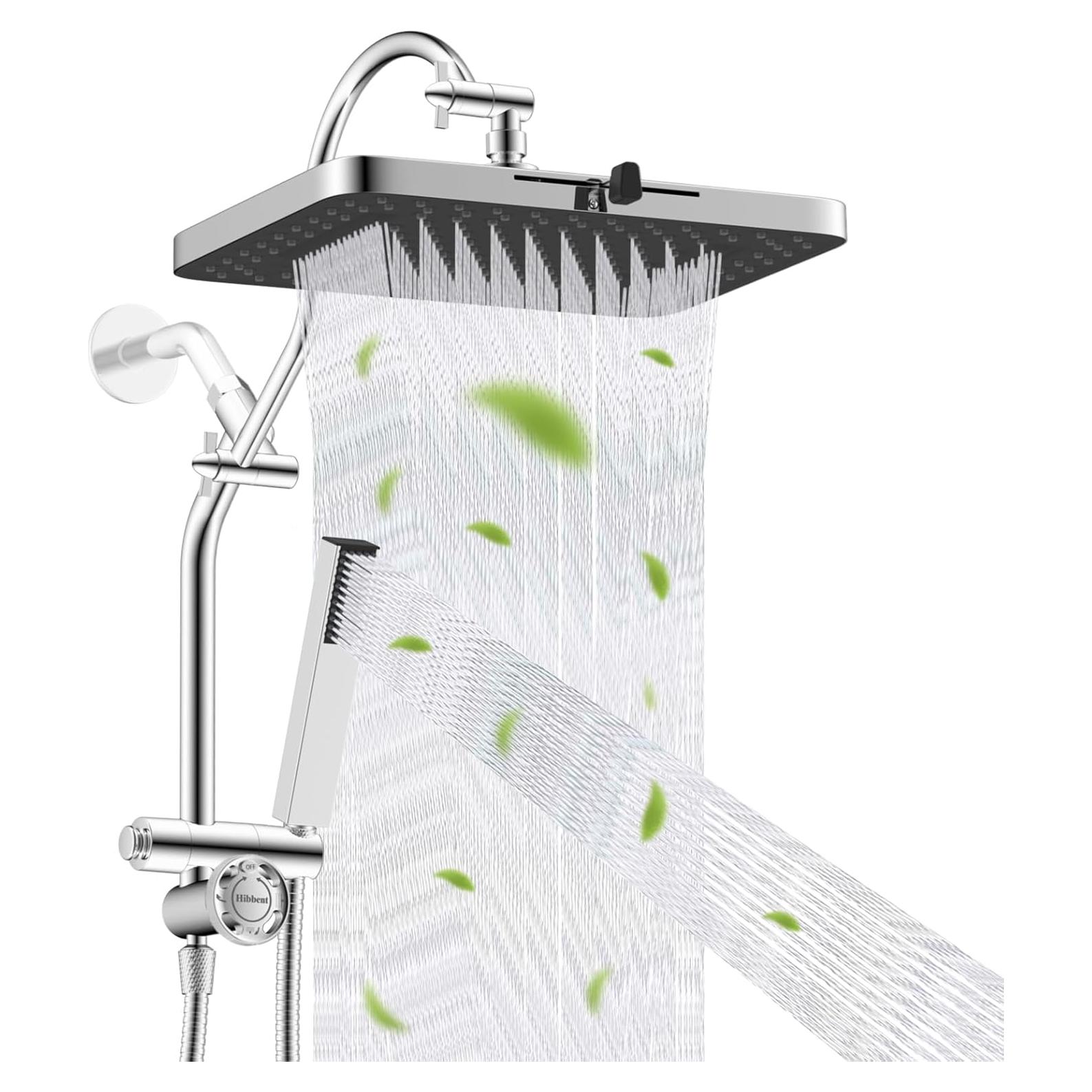 Cabezal de Ducha Hibbent 33 cm Alta Presión 5 Modos Cromo