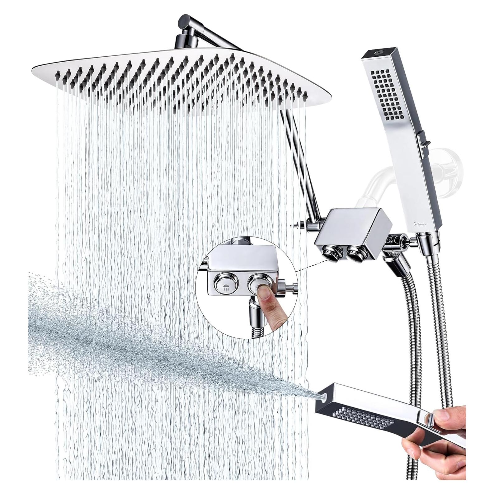 Cabezal de Ducha G-Promise 30 cm Metal con Manguera 180 cm