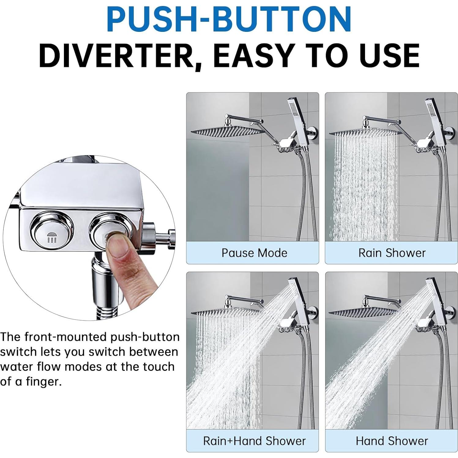 Cabezal de Ducha G-Promise 30 cm Metal con Manguera 180 cm