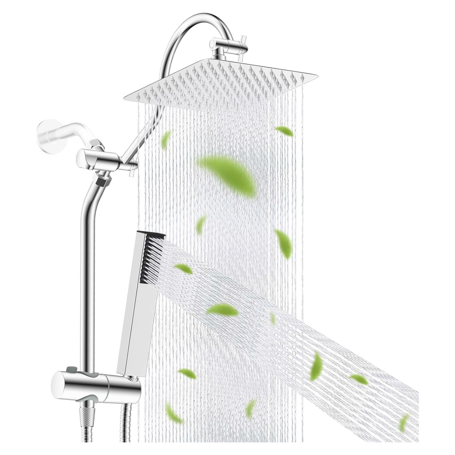 Cabezal de Ducha de Lluvia Hibbent 10'' con Ducha de Mano 4 Modos