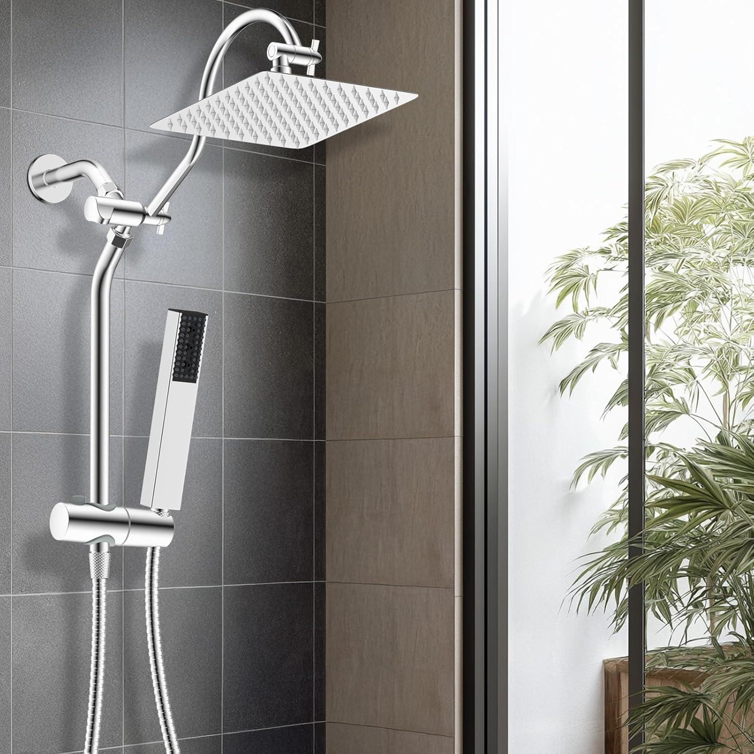 Cabezal de Ducha de Lluvia Hibbent 10'' con Ducha de Mano 4 Modos