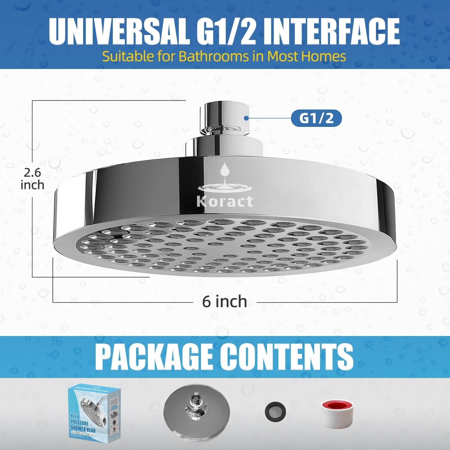 Cabezal de Ducha de Alta Presión Koract 15 cm Cromo Pulido