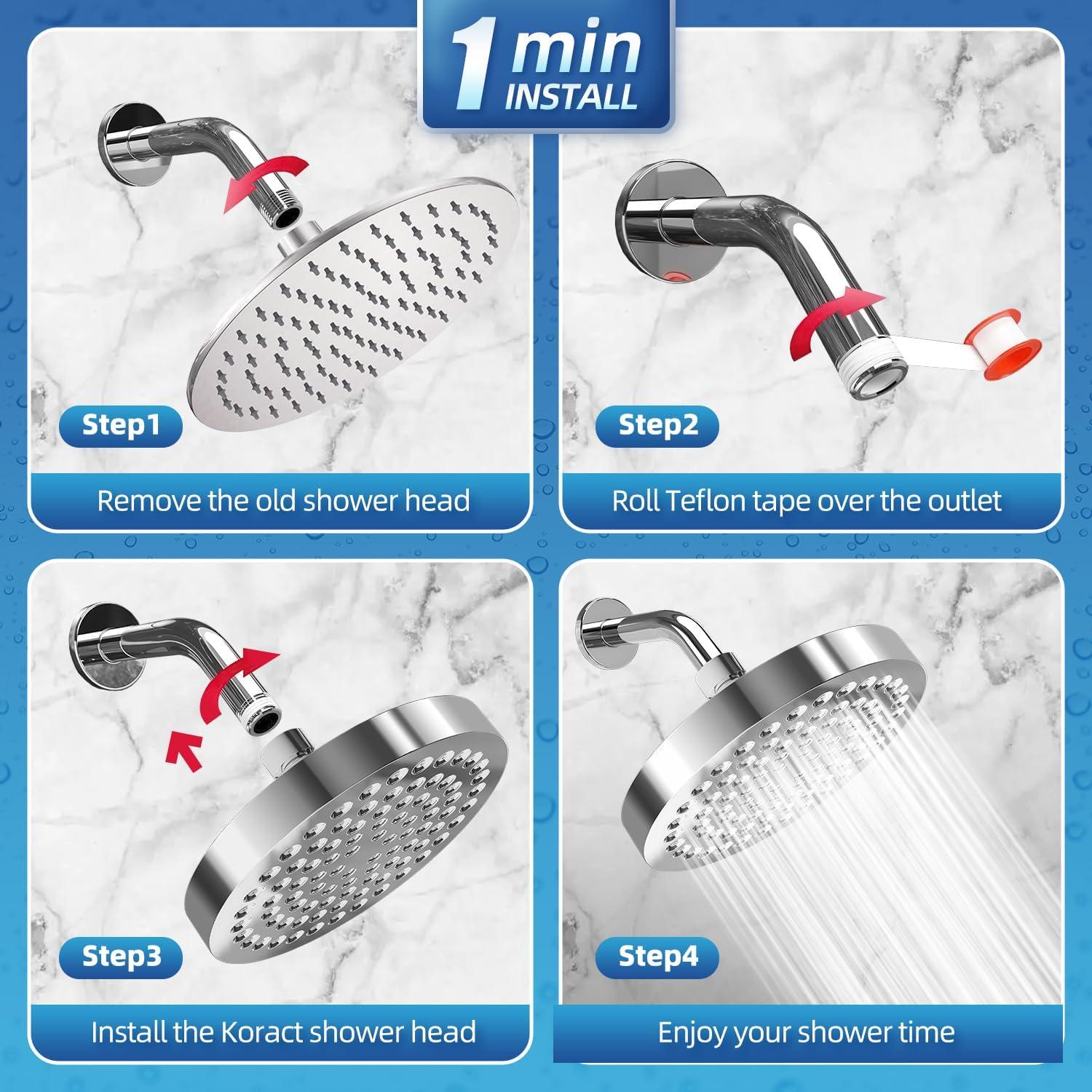 Cabezal de Ducha de Alta Presión Koract 15 cm Cromo Pulido