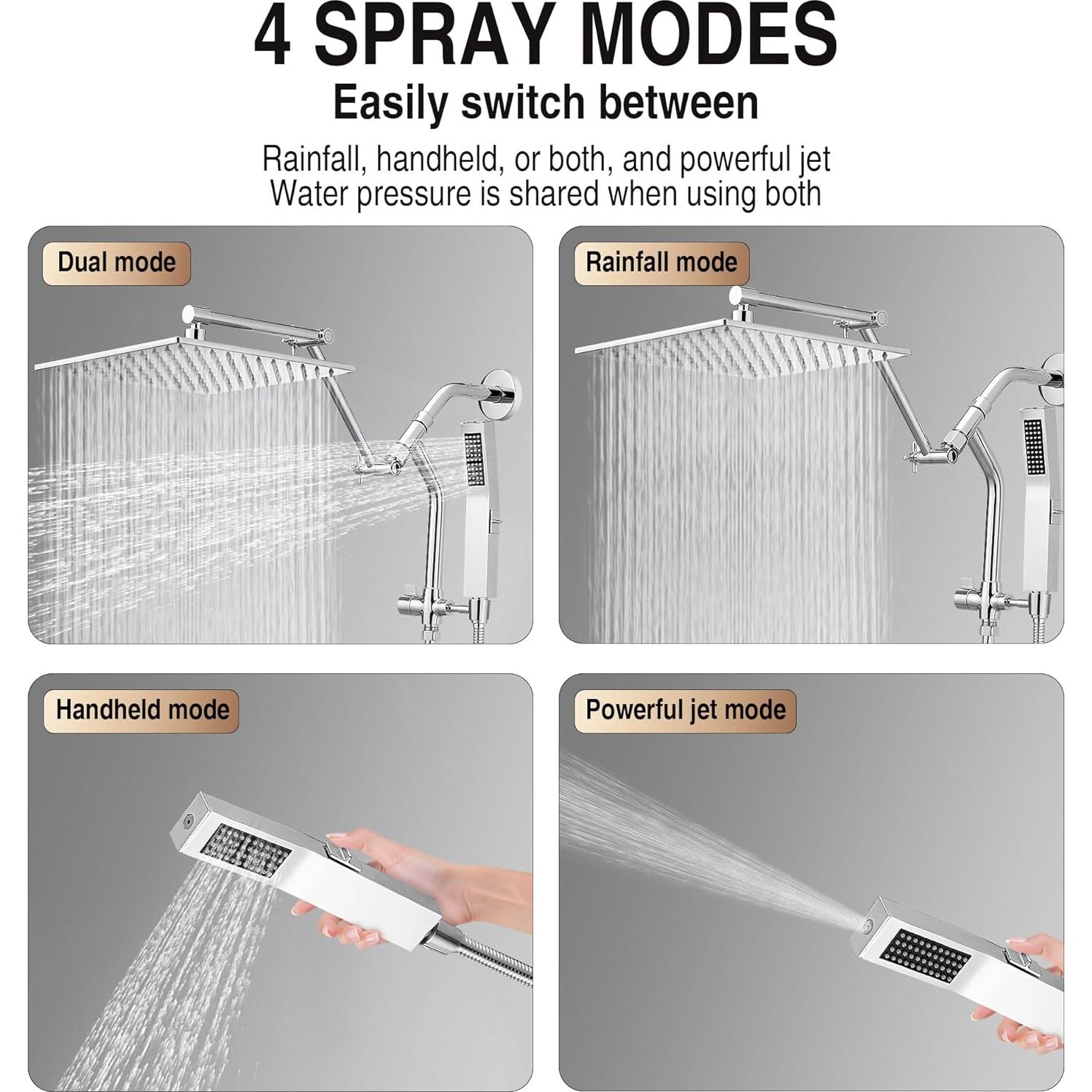 Cabezal de Ducha de Lluvia Psylc 25.4 cm Cromo Ajustable