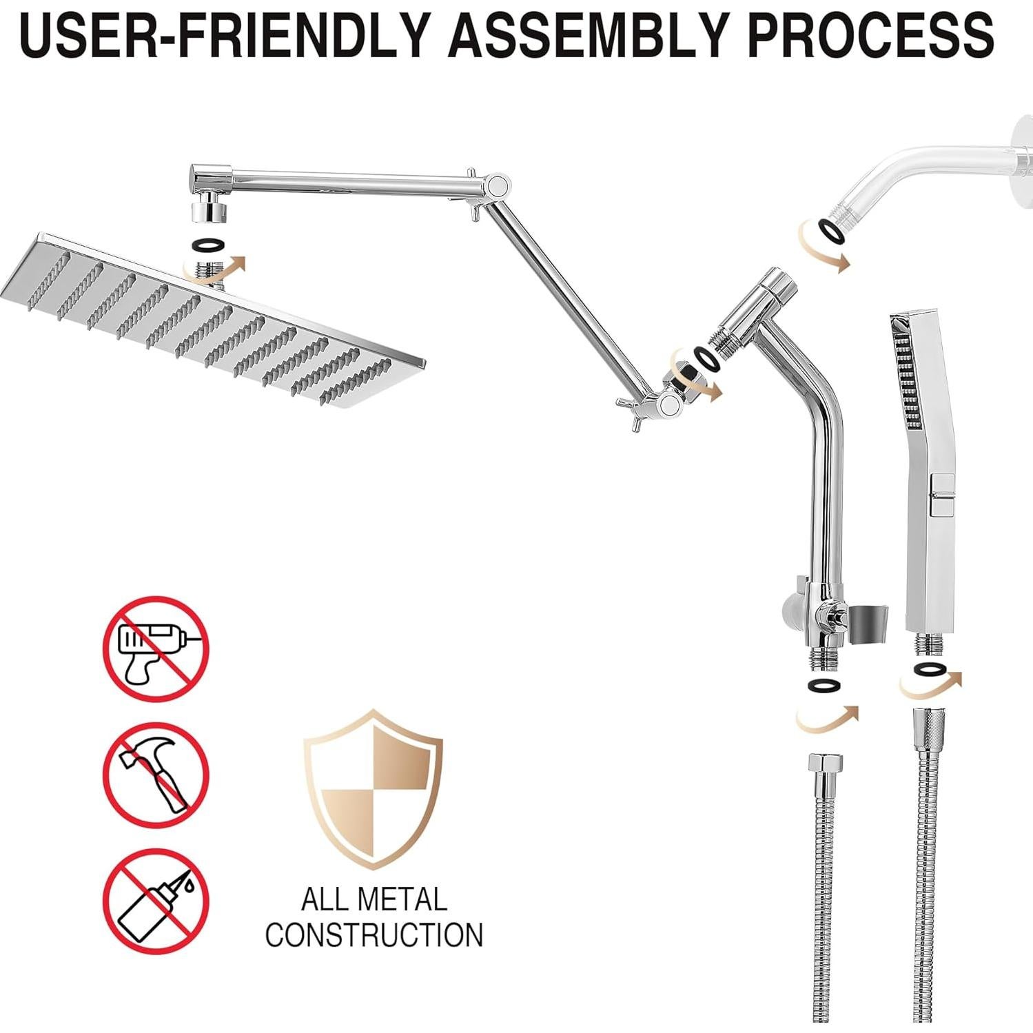 Cabezal de Ducha de Lluvia Psylc 25.4 cm Cromo Ajustable