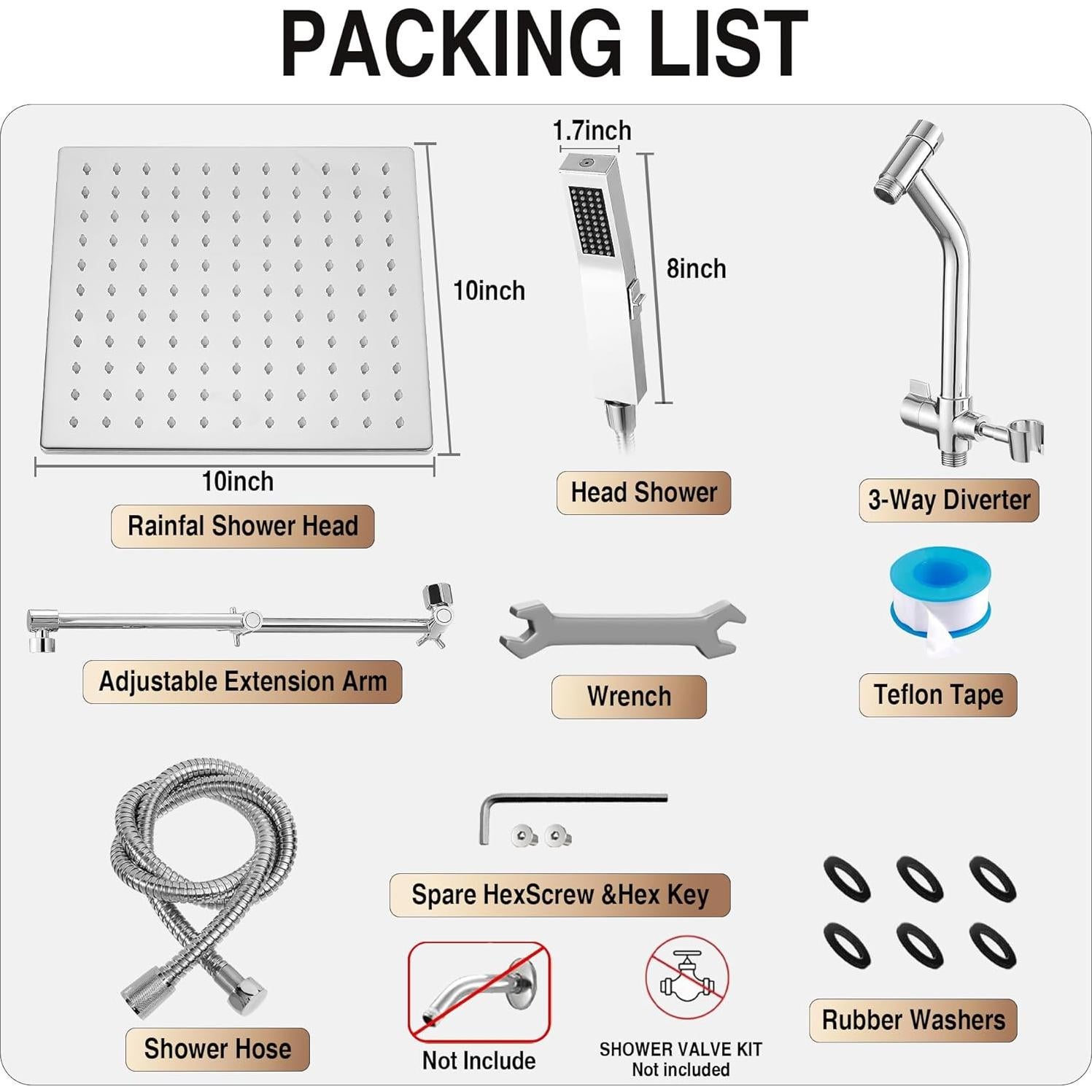Cabezal de Ducha de Lluvia Psylc 25.4 cm Cromo Ajustable