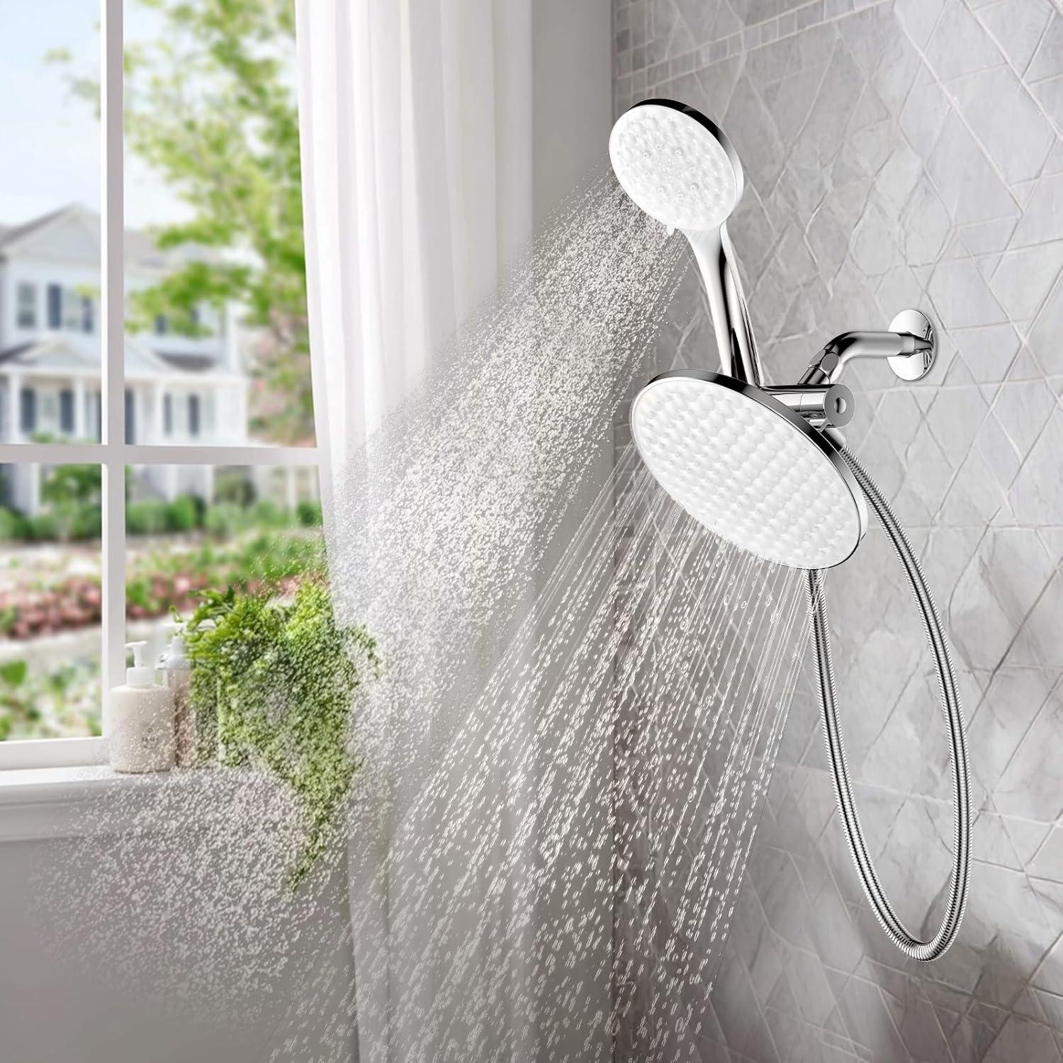 Cabeza de Ducha Doble UltrTxenova 8.6" Cromo 6 Modos