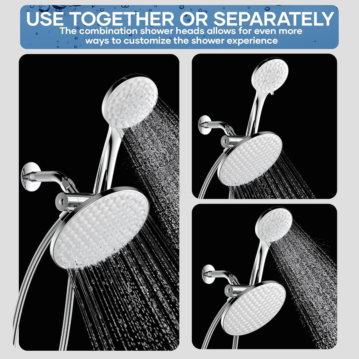 Cabeza de Ducha Doble UltrTxenova 8.6" Cromo 6 Modos