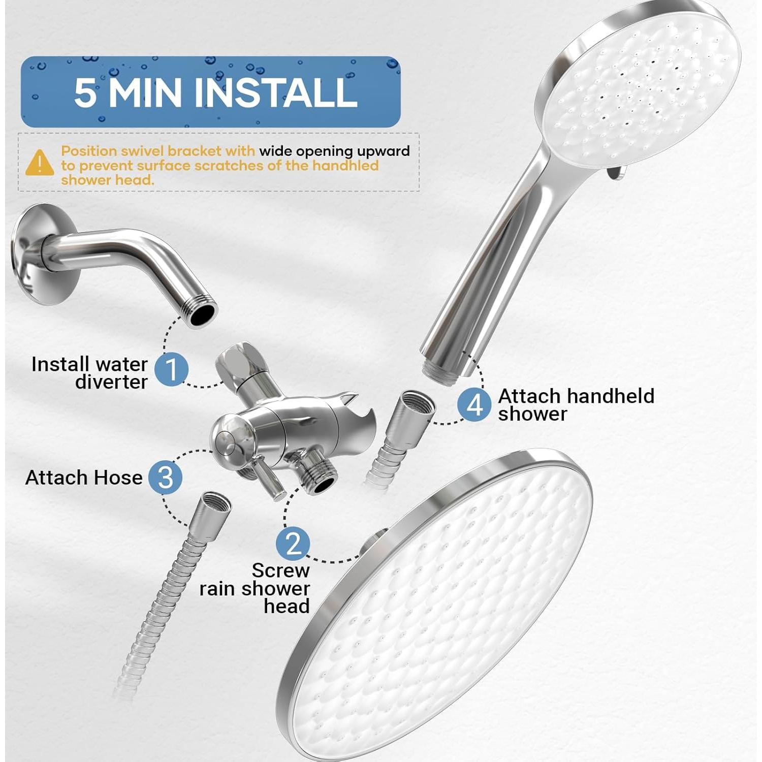 Cabeza de Ducha Doble UltrTxenova 8.6" Cromo 6 Modos