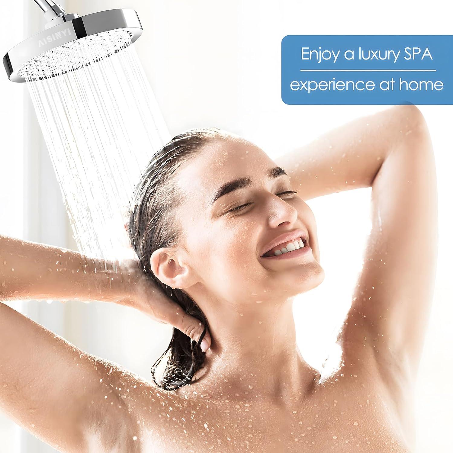 Cabezal de Ducha de Lluvia AISINYI 15 cm Alta Presión Cromado
