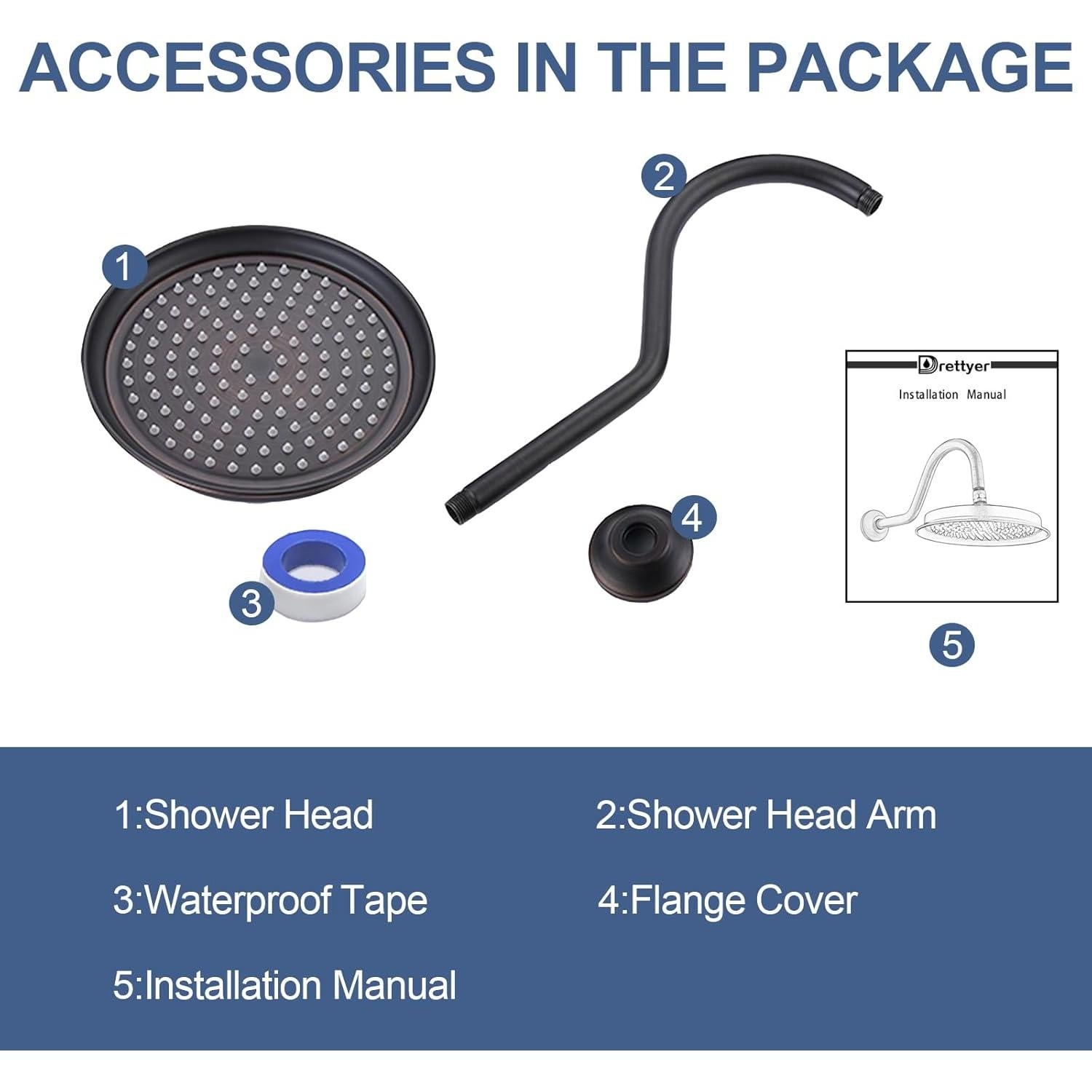 Cabezal de Ducha de Lluvia Drettyer 9" Vintage Aceitado