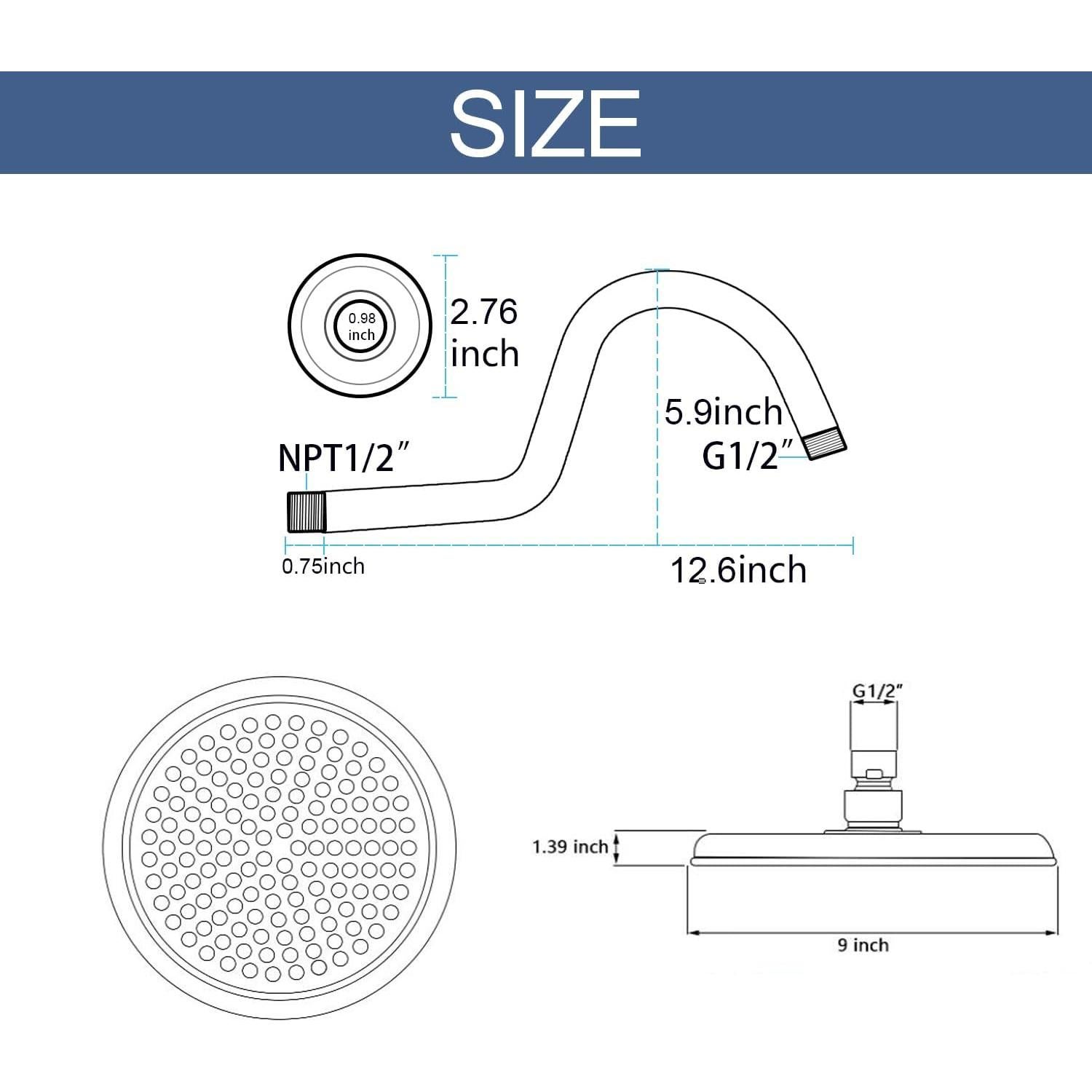 Cabezal de Ducha de Lluvia Drettyer 9" Vintage Aceitado