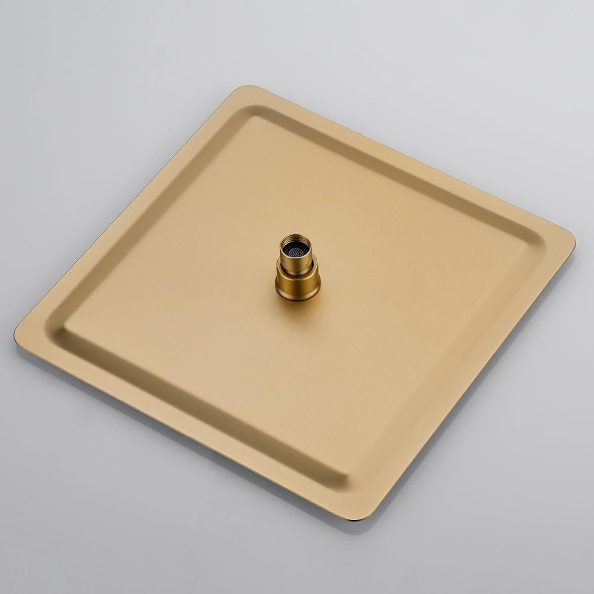 Rainfall Shower Head, BSTIIU 12 Inch Square Shaped Rain Shower Head, Ultra Thin Stainless Steel Ceiling or Wall Mounted Showerheads, Brushed Brass Gold