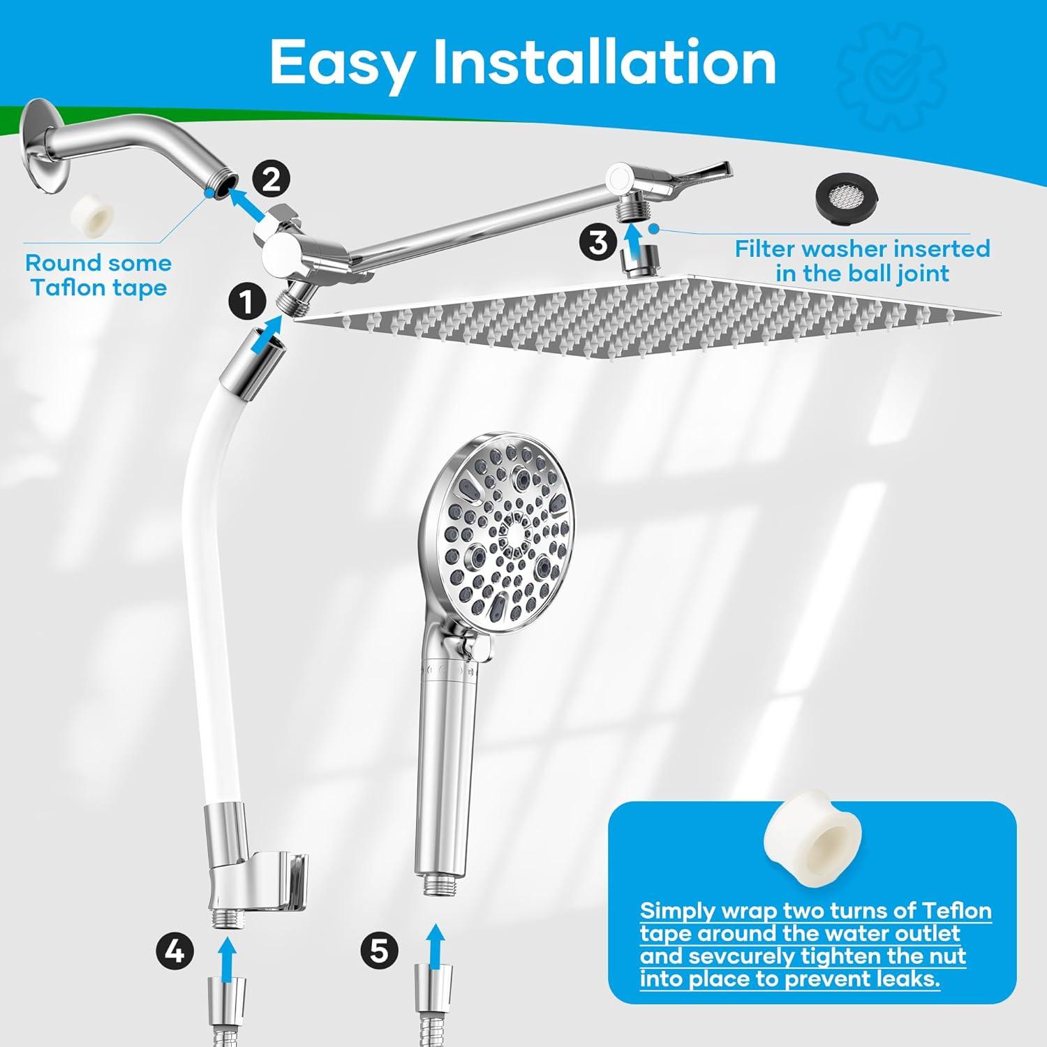 Cabezal de Ducha de Lluvia UltrTxenova 10" Cuadrado Cromado