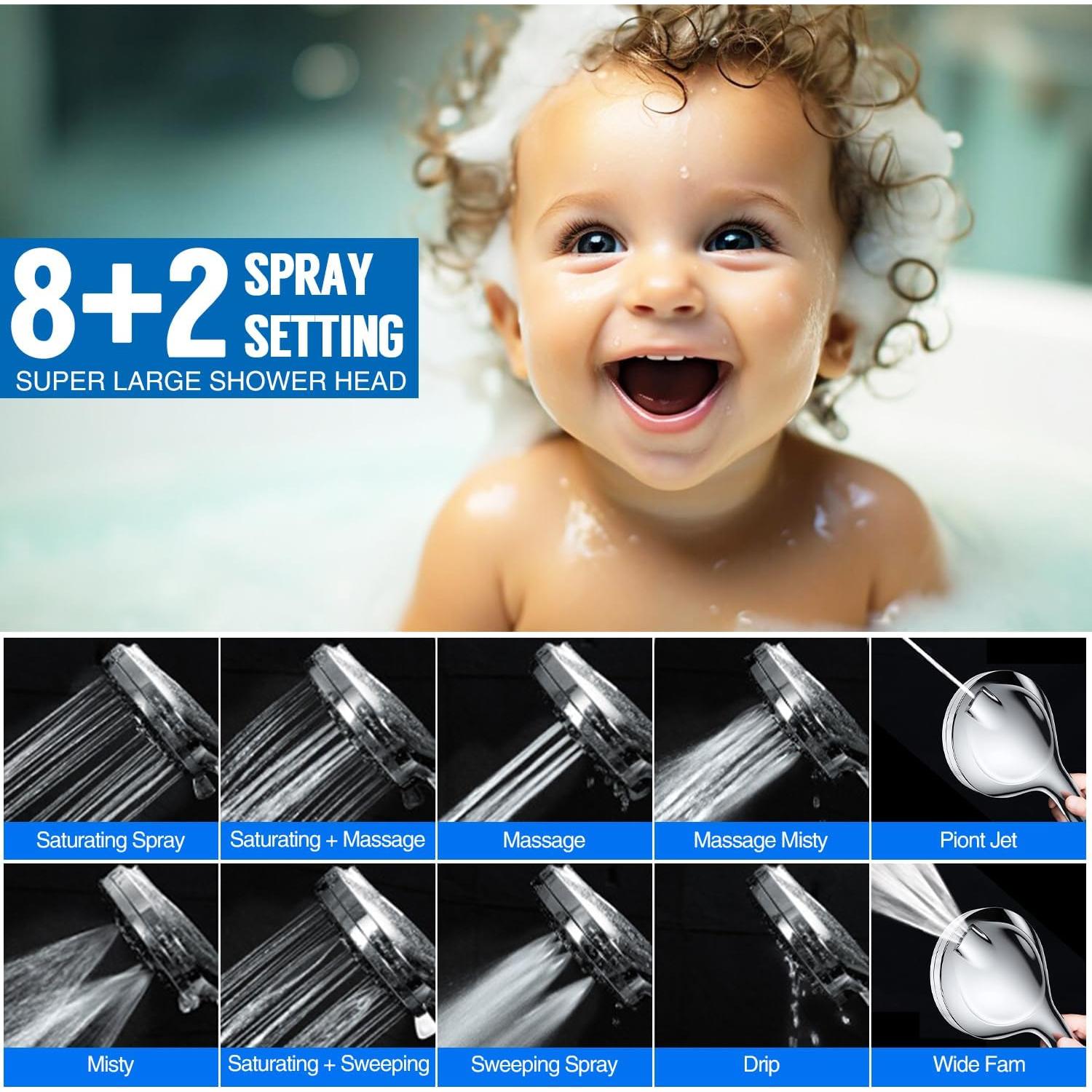 Cabezal de Ducha AMORIX 30.48 cm Cuadrado con Filtro y Manguera