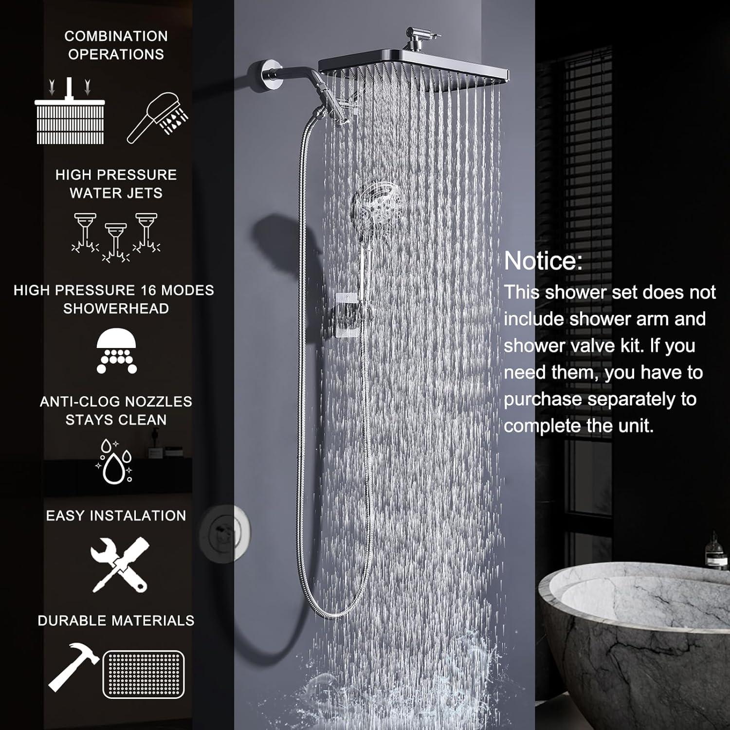 Combo de Cabezal de Ducha de Lluvia 14" BSTGZLUXU Alta Presión