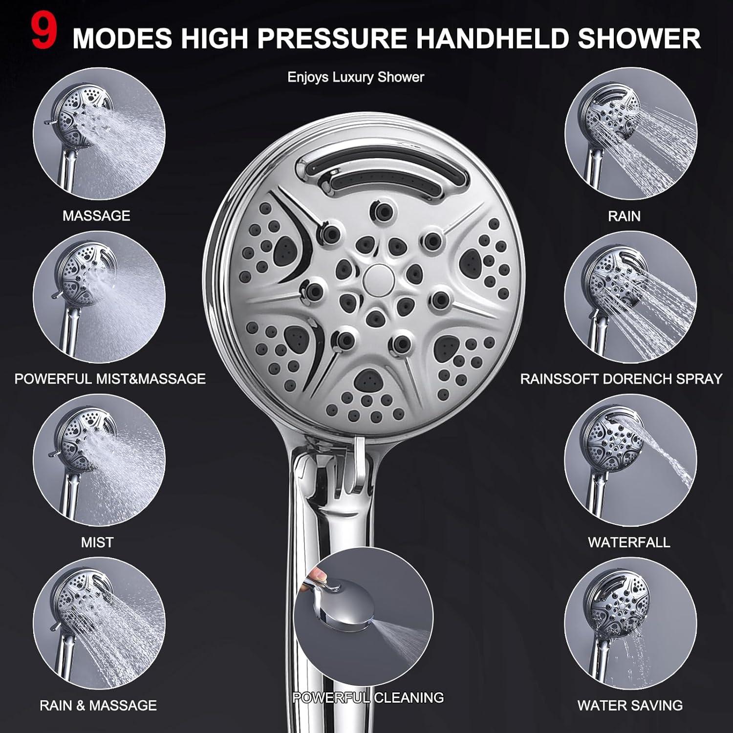 Combo de Cabezal de Ducha de Lluvia 14" BSTGZLUXU Alta Presión