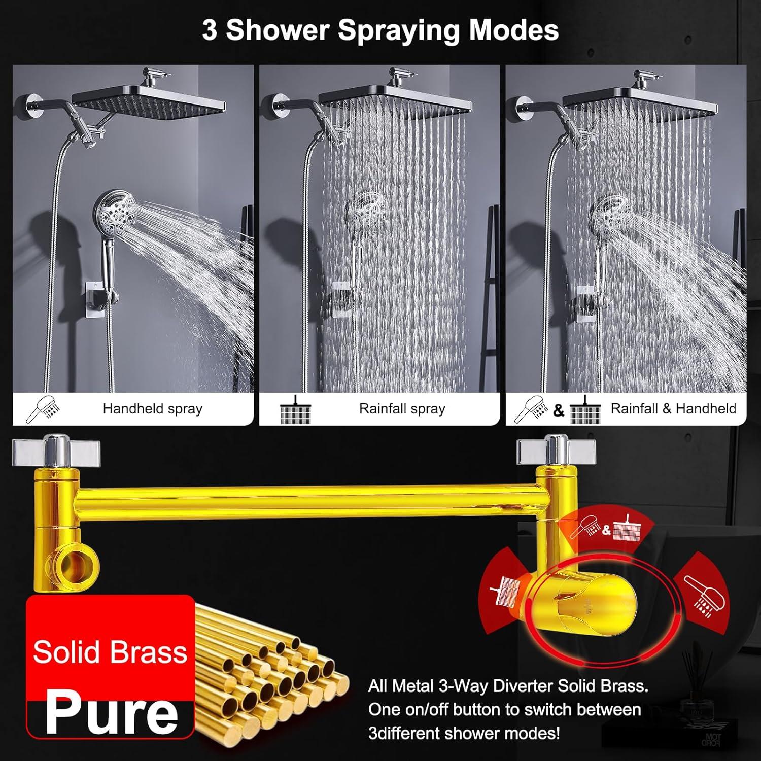 Combo de Cabezal de Ducha de Lluvia 14" BSTGZLUXU Alta Presión