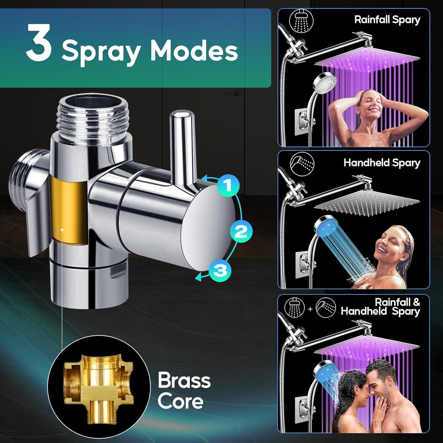 Cabezal de Ducha LED HUUKE 12" Acero Inoxidable Cromado