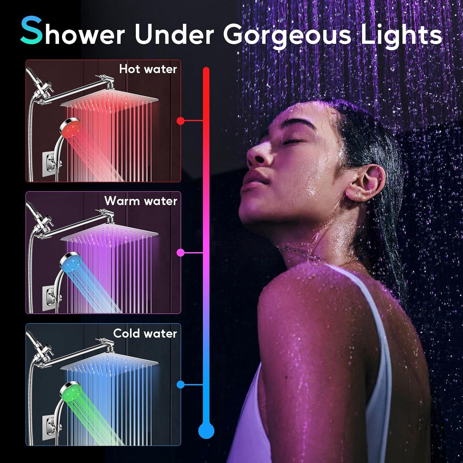 Cabezal de Ducha LED HUUKE 12" Acero Inoxidable Cromado