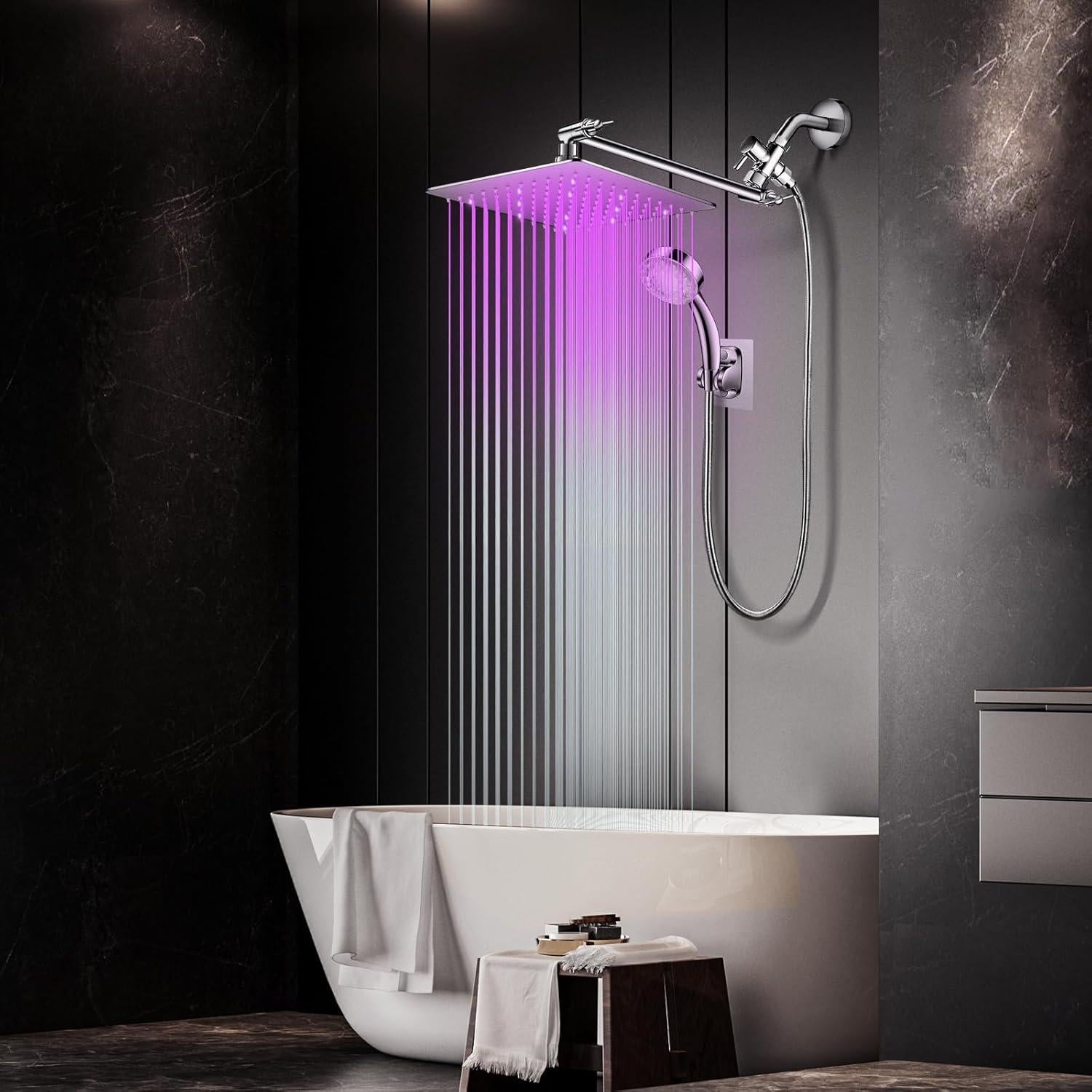 Cabezal de Ducha LED HUUKE 12" Acero Inoxidable Cromado