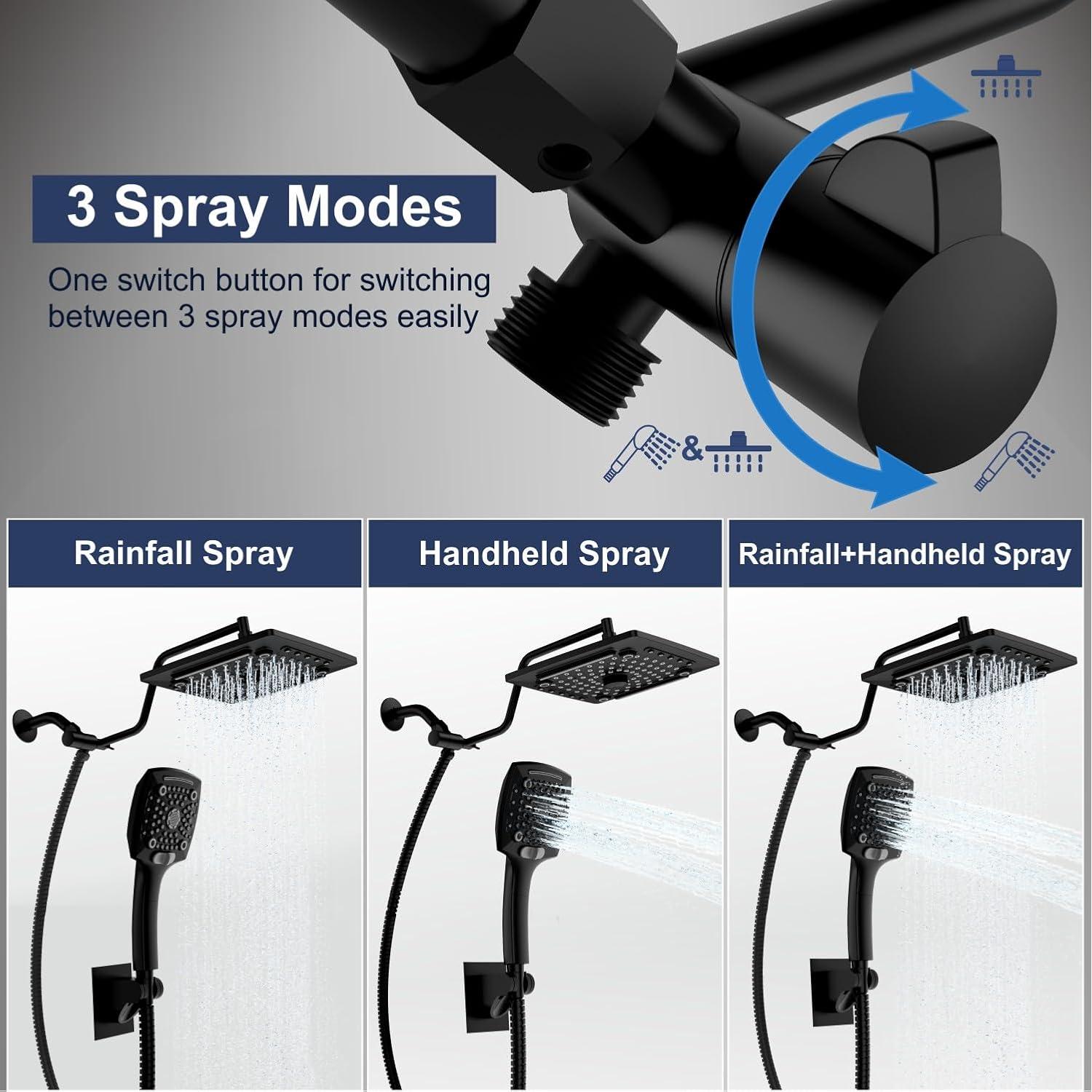 Cabezal de Ducha de Lluvia ELLO&ALLO con Spray de Mano 25.4 cm