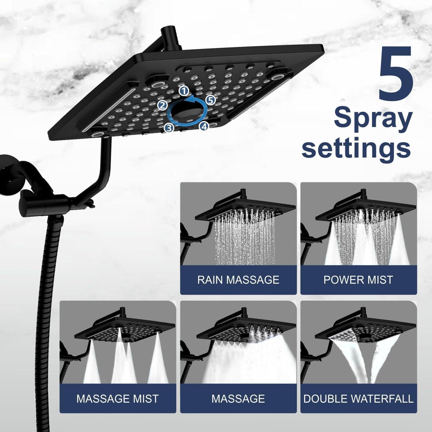 Cabezal de Ducha de Lluvia ELLO&ALLO con Spray de Mano 25.4 cm