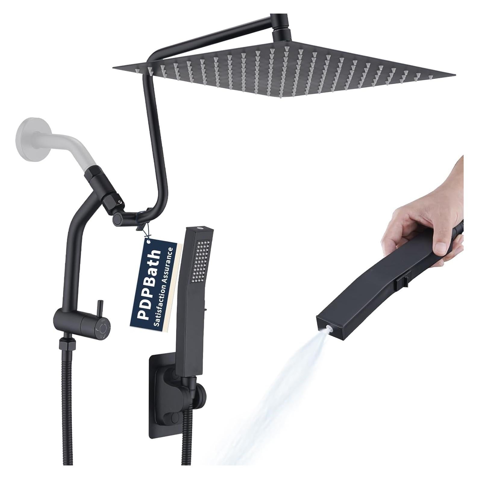 Cabezal de Ducha de Lluvia PDPBath 12" con Mano y Diverter 3 Vías