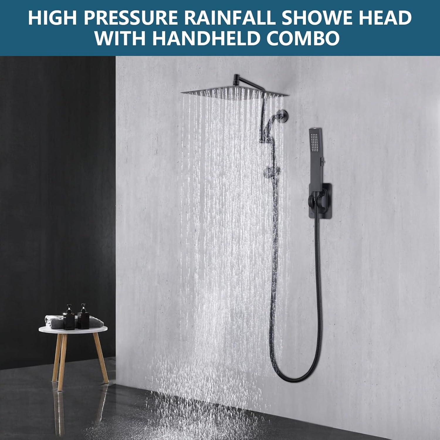 Cabezal de Ducha de Lluvia PDPBath 12" con Mano y Diverter 3 Vías