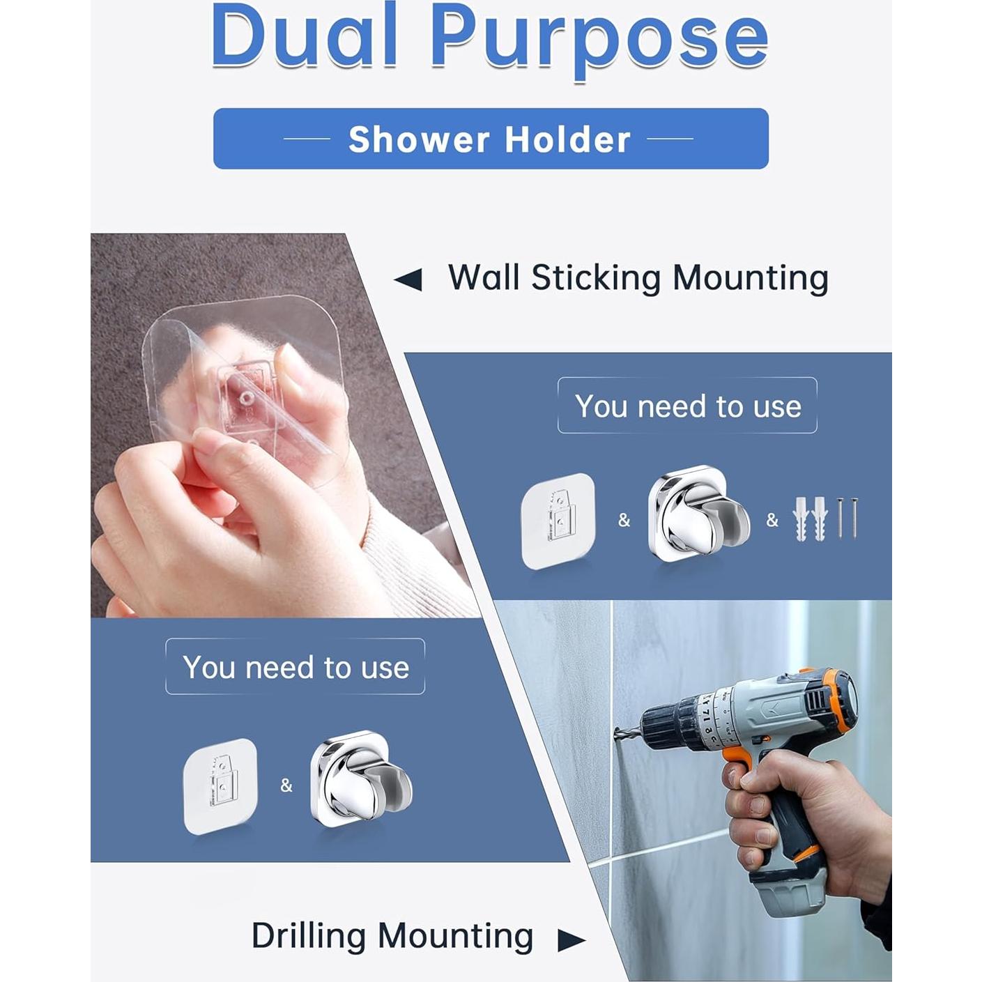 Juego de Cabezal de Ducha Doble Quavoprix 20.32 cm Metal Cromo