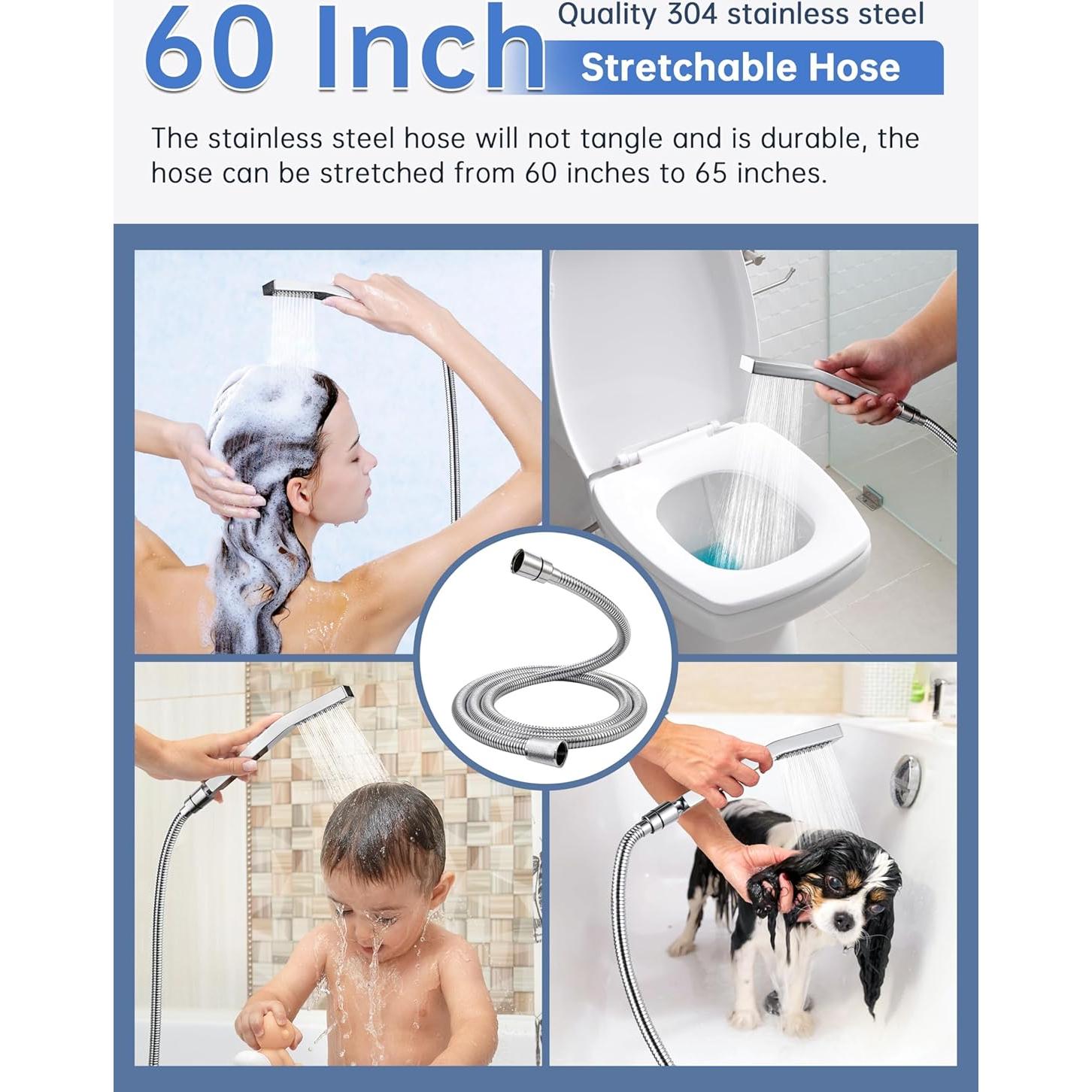 Juego de Cabezal de Ducha Doble Quavoprix 20.32 cm Metal Cromo