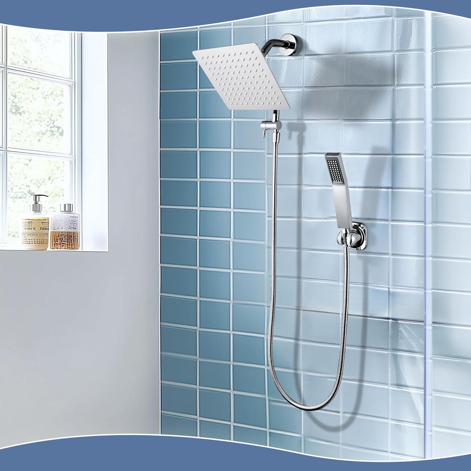 Juego de Cabezal de Ducha Doble Quavoprix 20.32 cm Metal Cromo