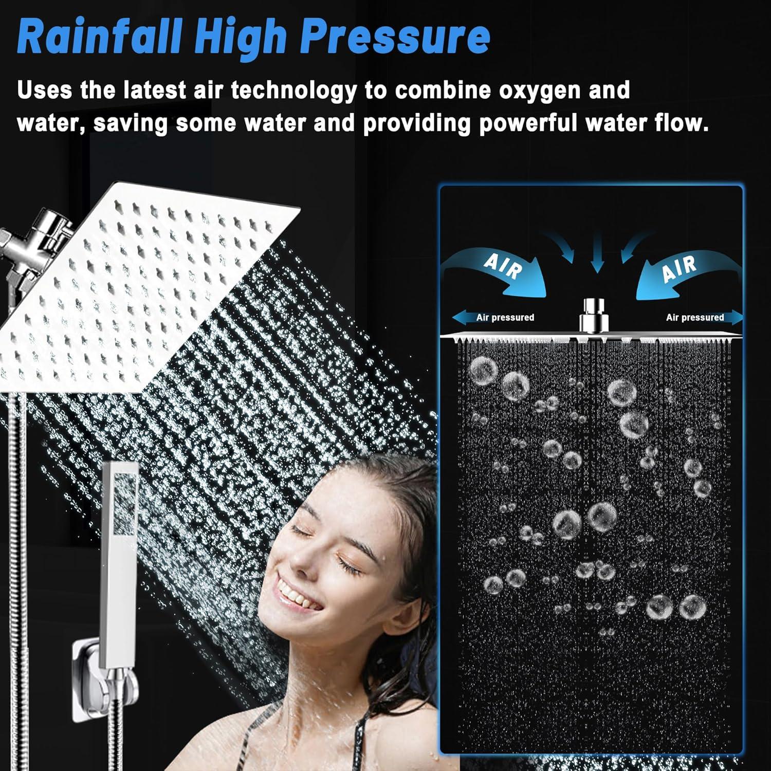 Cabezal de Ducha de Lluvia Jeriussg 15.24 cm Cromo Alta Presión