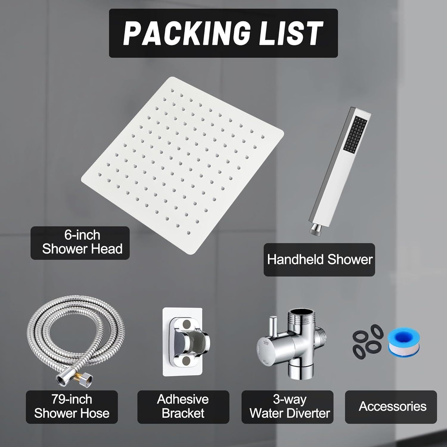 Cabezal de Ducha de Lluvia Jeriussg 15.24 cm Cromo Alta Presión