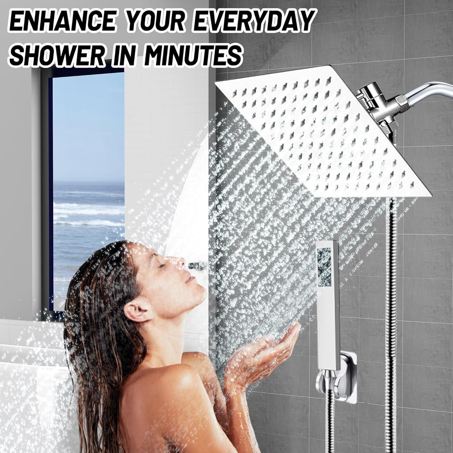 Cabezal de Ducha de Lluvia Jeriussg 15.24 cm Cromo Alta Presión