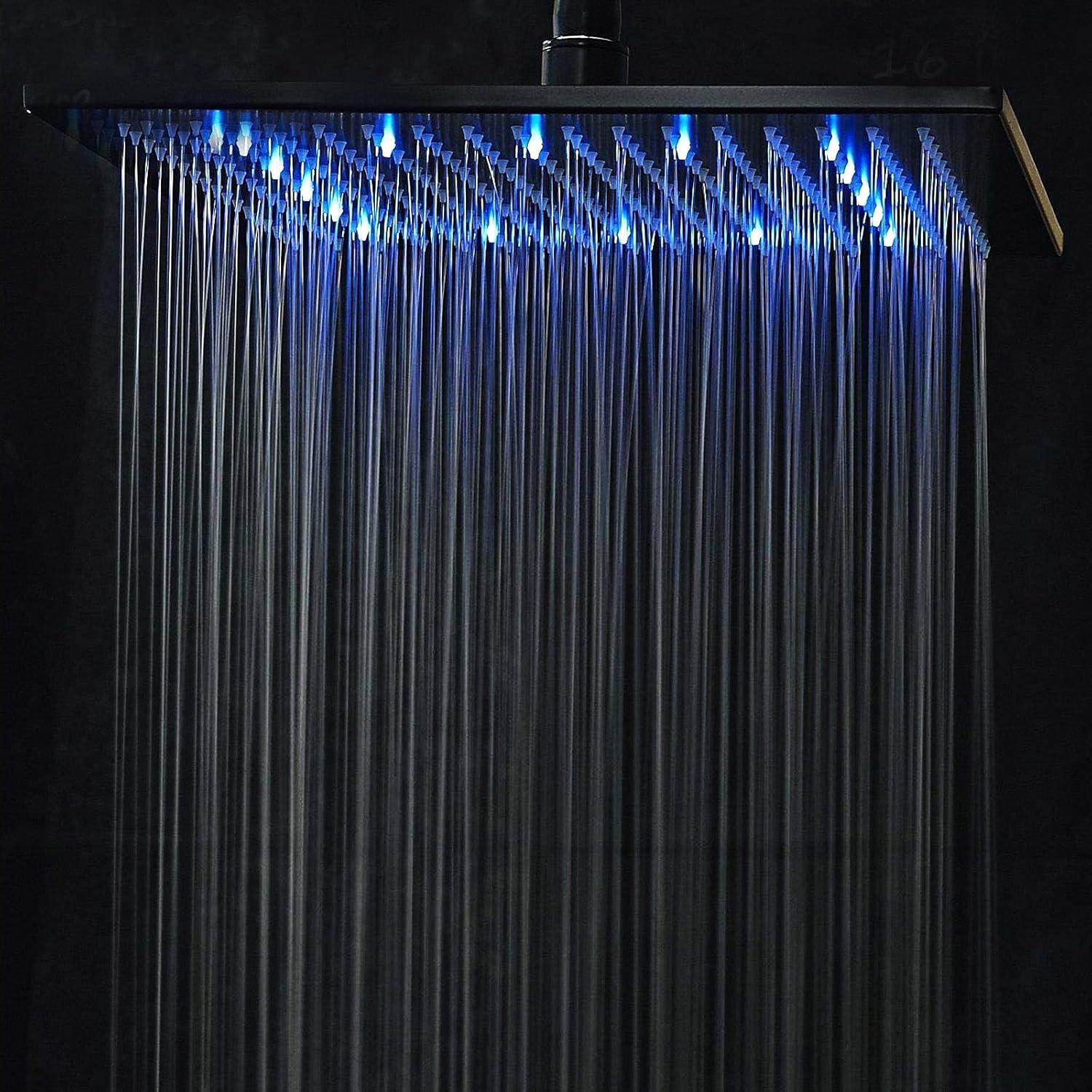 Cabezal de Ducha LED Suguword 30x30 cm Alta Presión Negro Mate