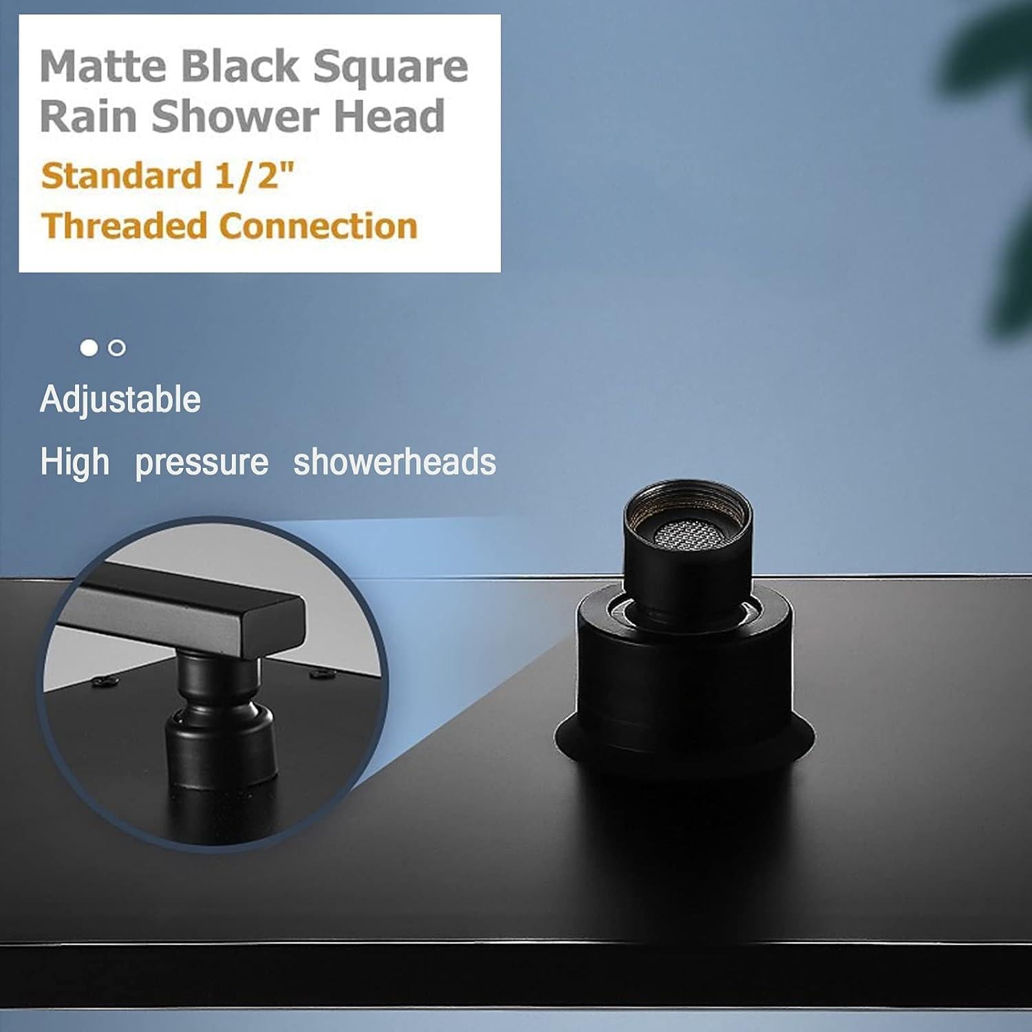 Cabezal de Ducha LED Suguword 30x30 cm Alta Presión Negro Mate