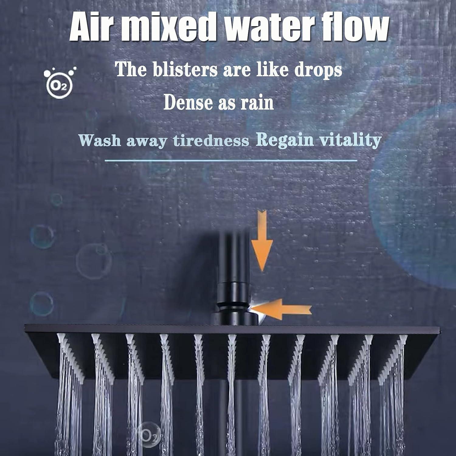 Cabezal de Ducha LED Suguword 30x30 cm Alta Presión Negro Mate