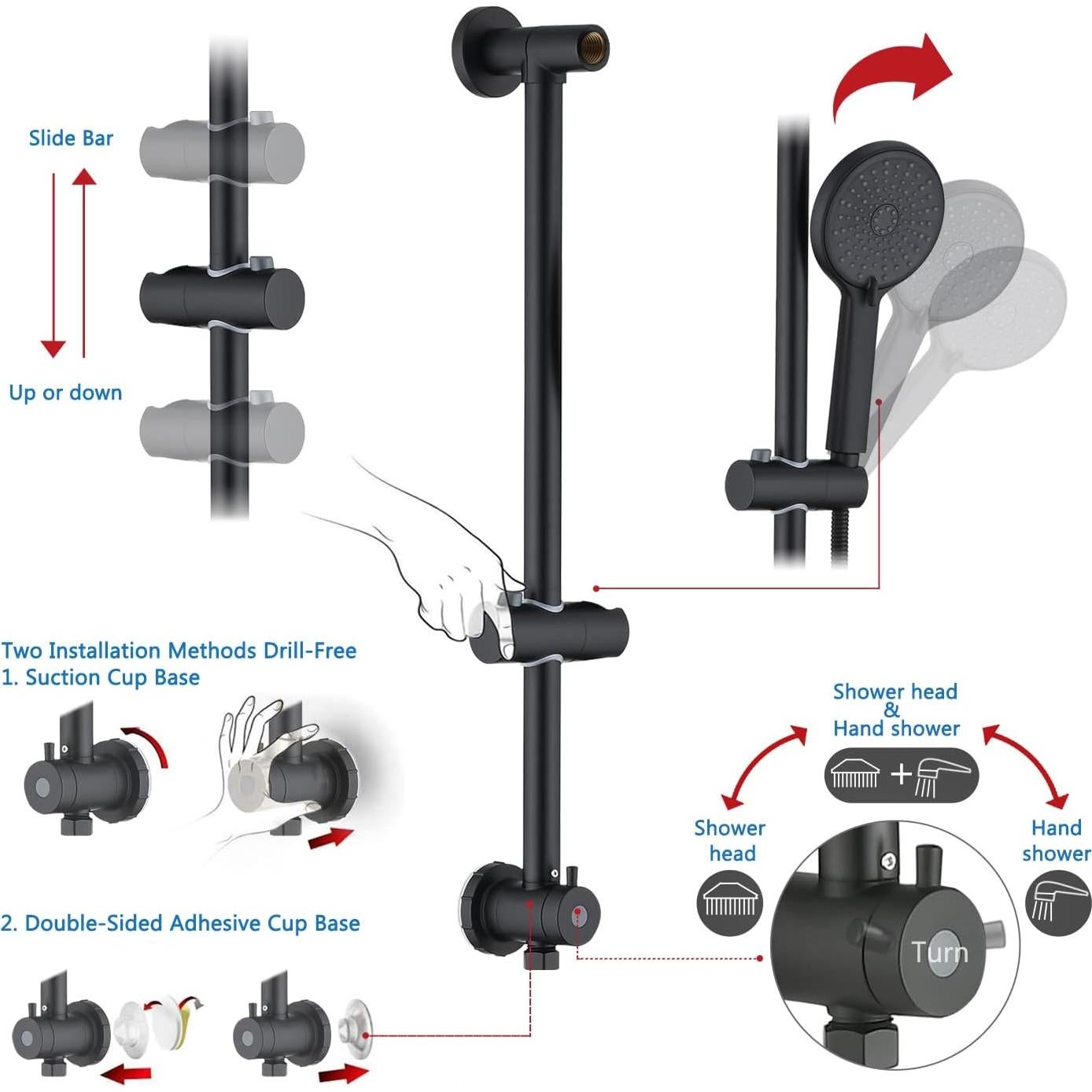 Cabezal de Ducha de Lluvia UCLIMAA 10" con Ducha de Mano 4 Spray