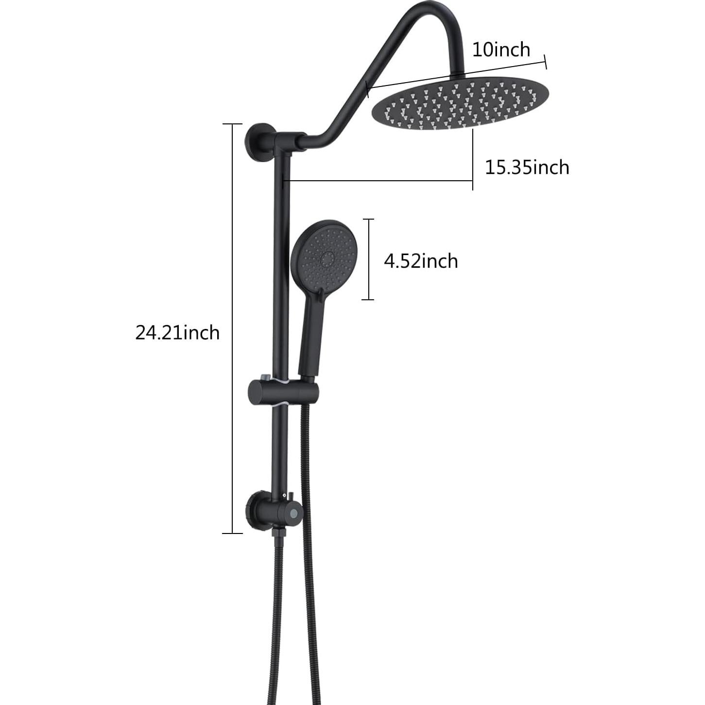 Cabezal de Ducha de Lluvia UCLIMAA 10" con Ducha de Mano 4 Spray