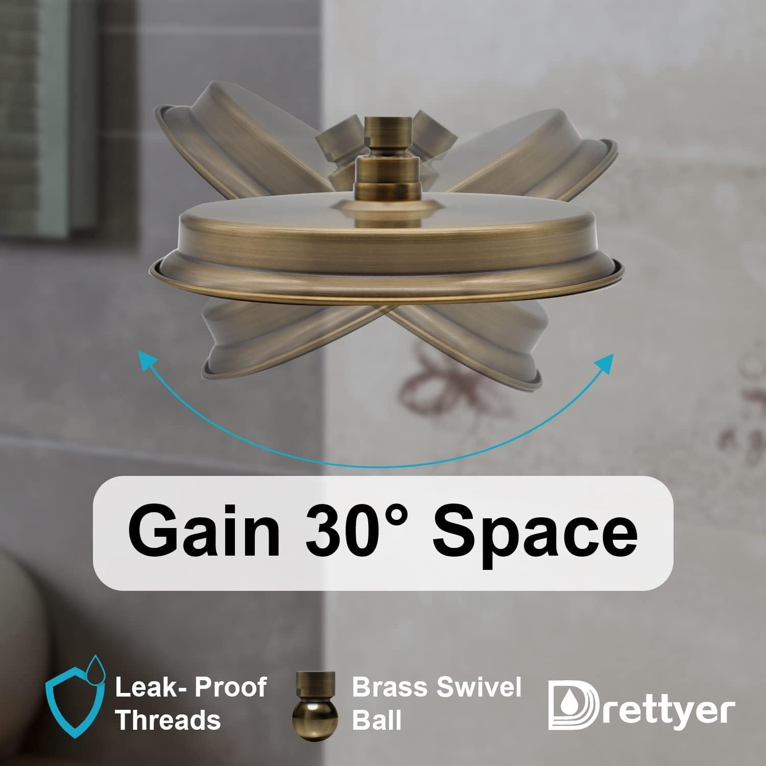 Cabezal de Ducha de Lluvia Drettyer 9" Acero Inoxidable Bronce